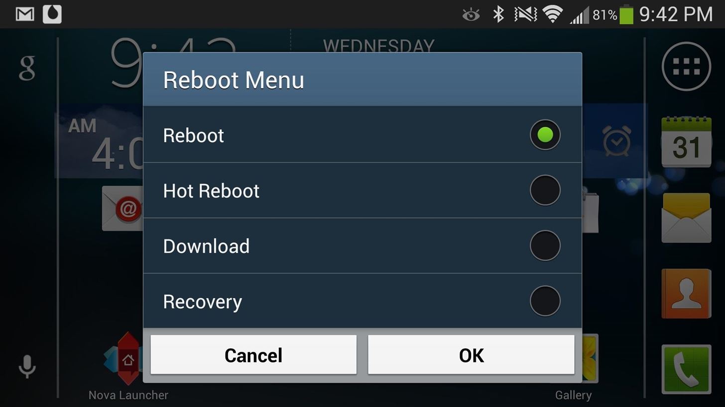 How to Restart into Recovery or Download Mode Right from Your Samsung Galaxy S4's Reboot Menu