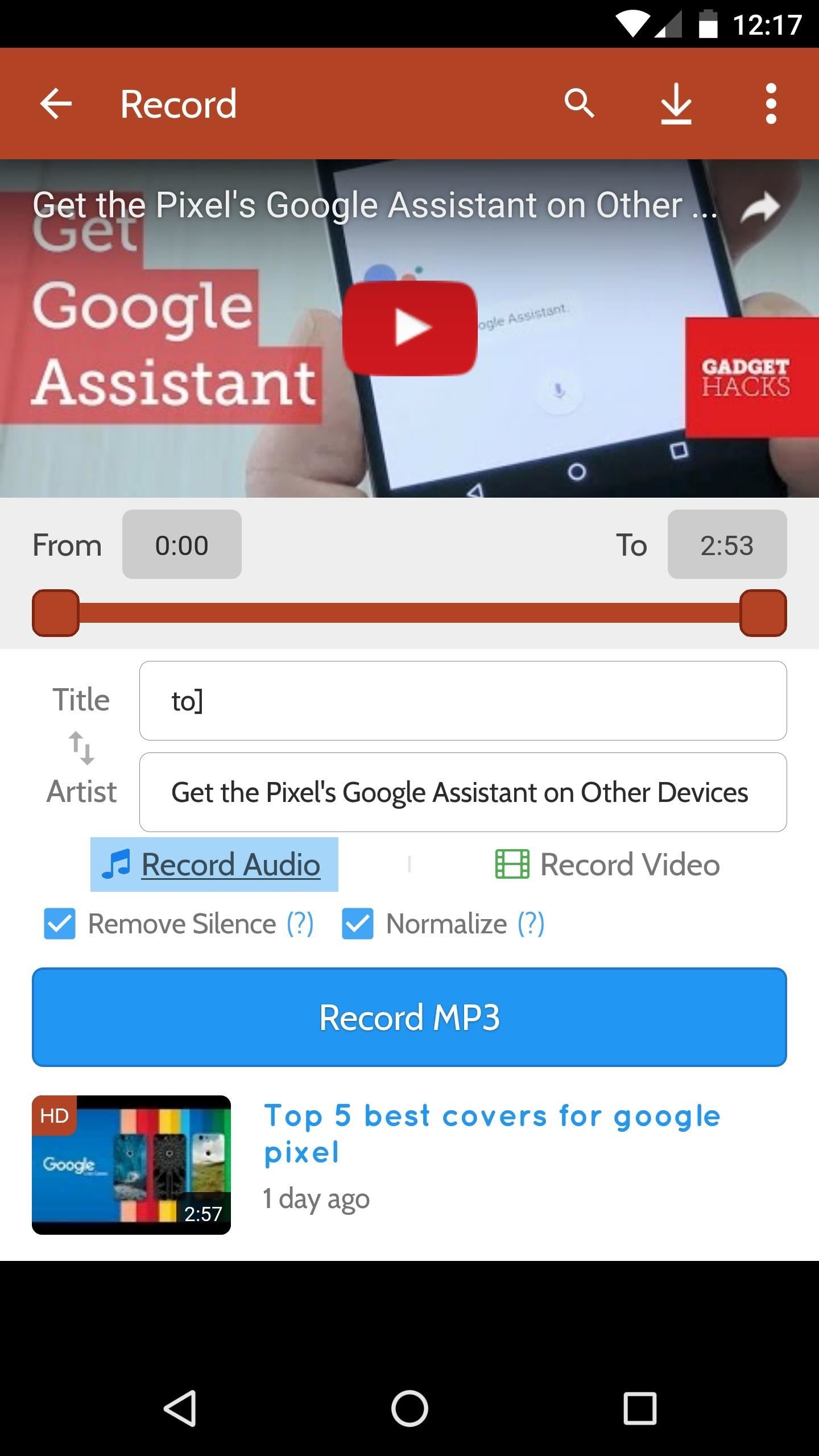 how to download youtube audio to android