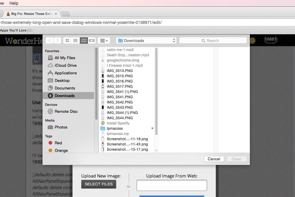 How to Resize Extremely Long "Open" & "Save" Dialog Boxes in Mac OS X Yosemite