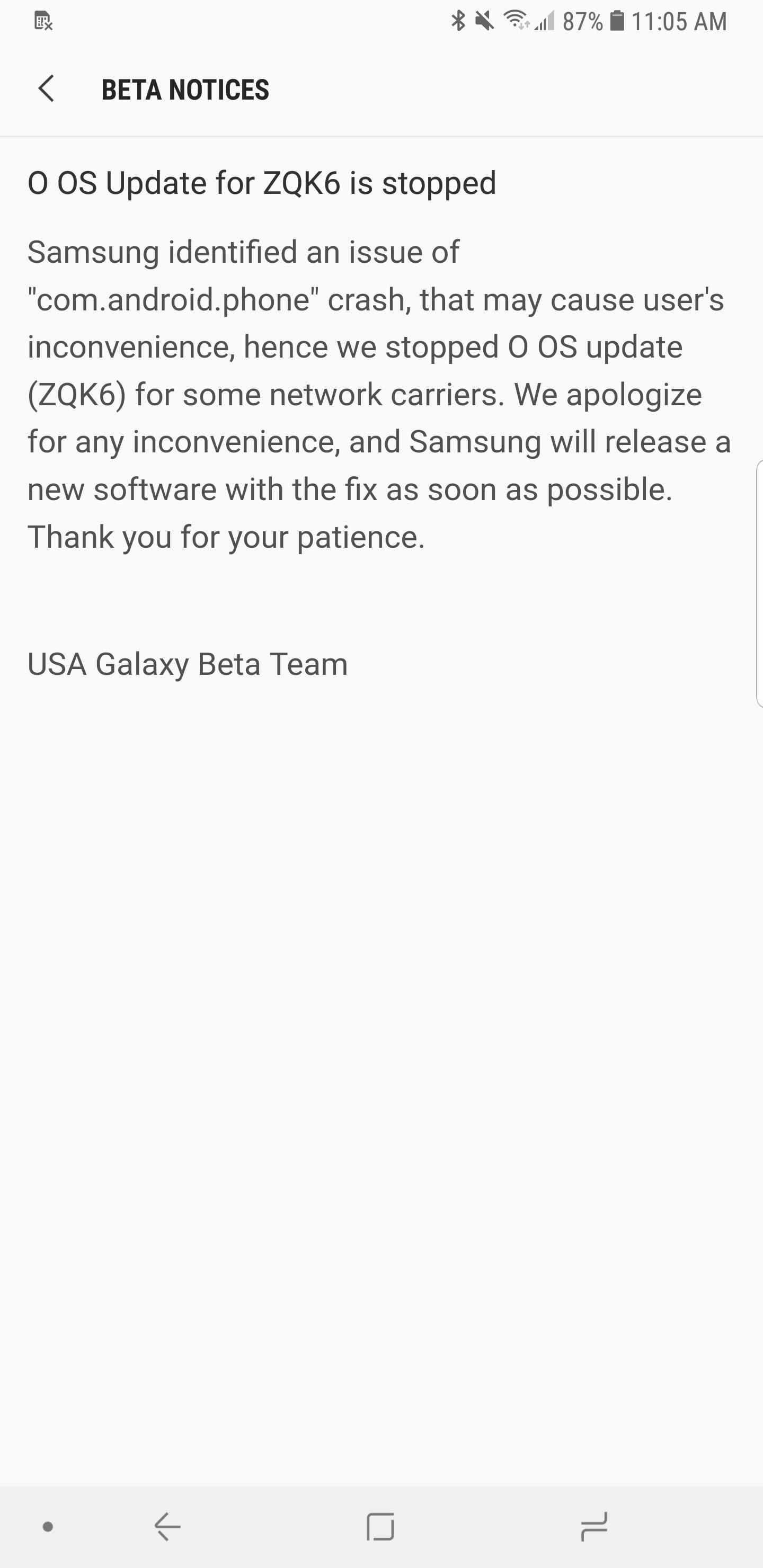 Samsung Pulling Latest Oreo Beta Update After Critical Bug