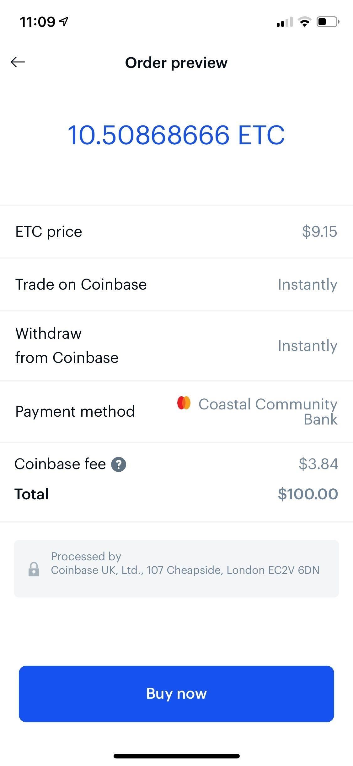 coinbase buy bitcoin bank fees