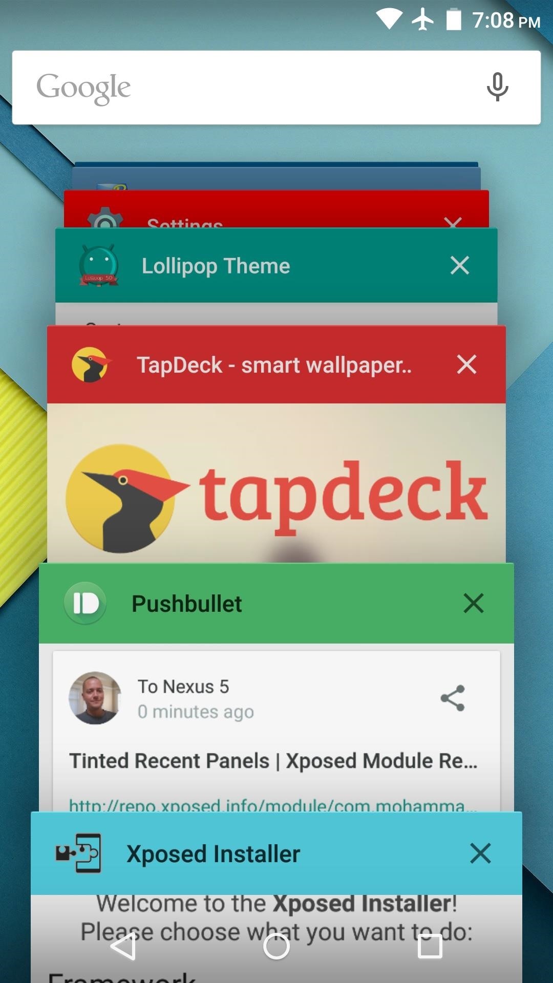 Make Lollipop's Overview Screen a Lot More Colorful by Tinting App Headers