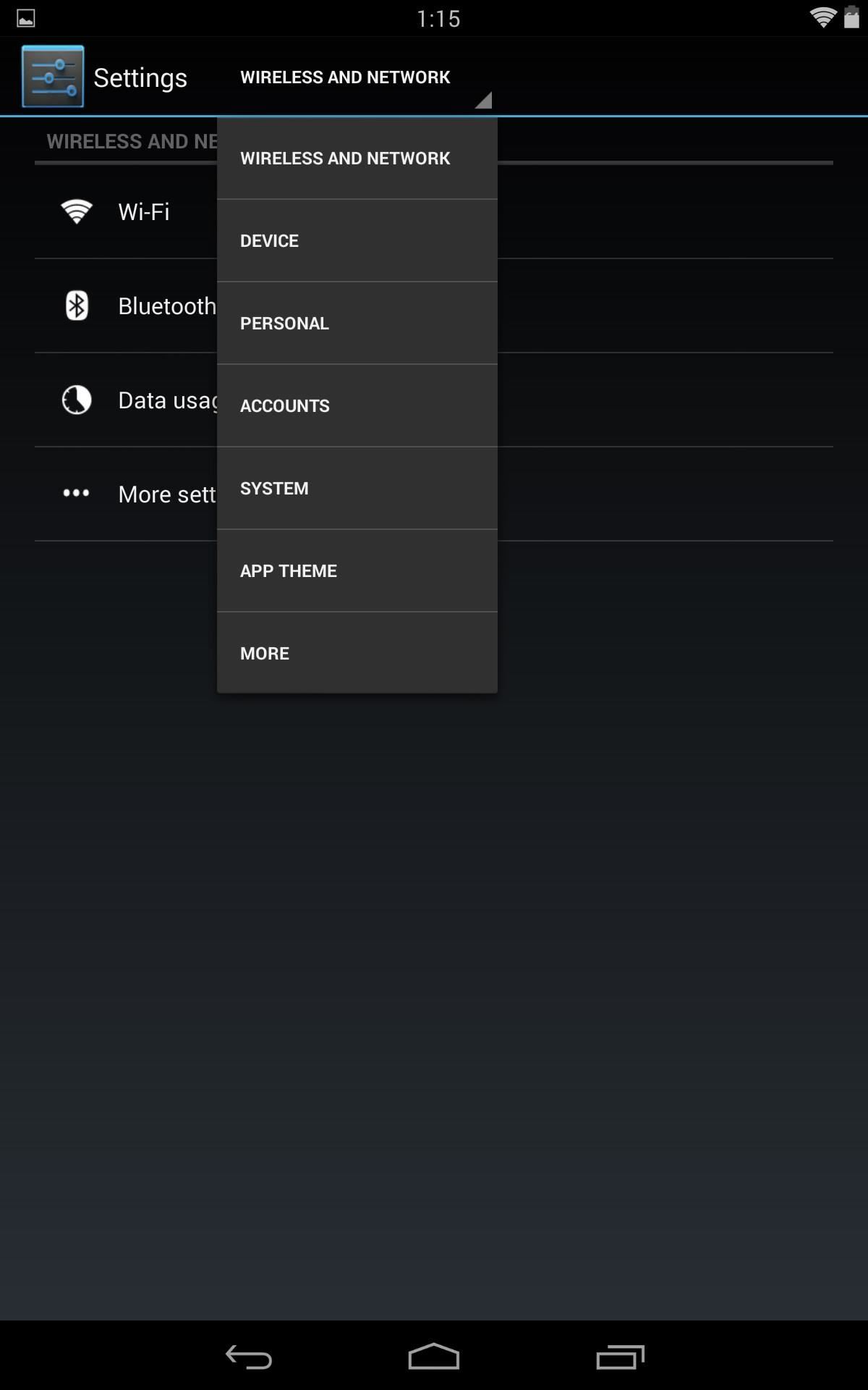 How to Separate the Settings Menu on Your Nexus 7 Tablet into Tabs Arranged by Category