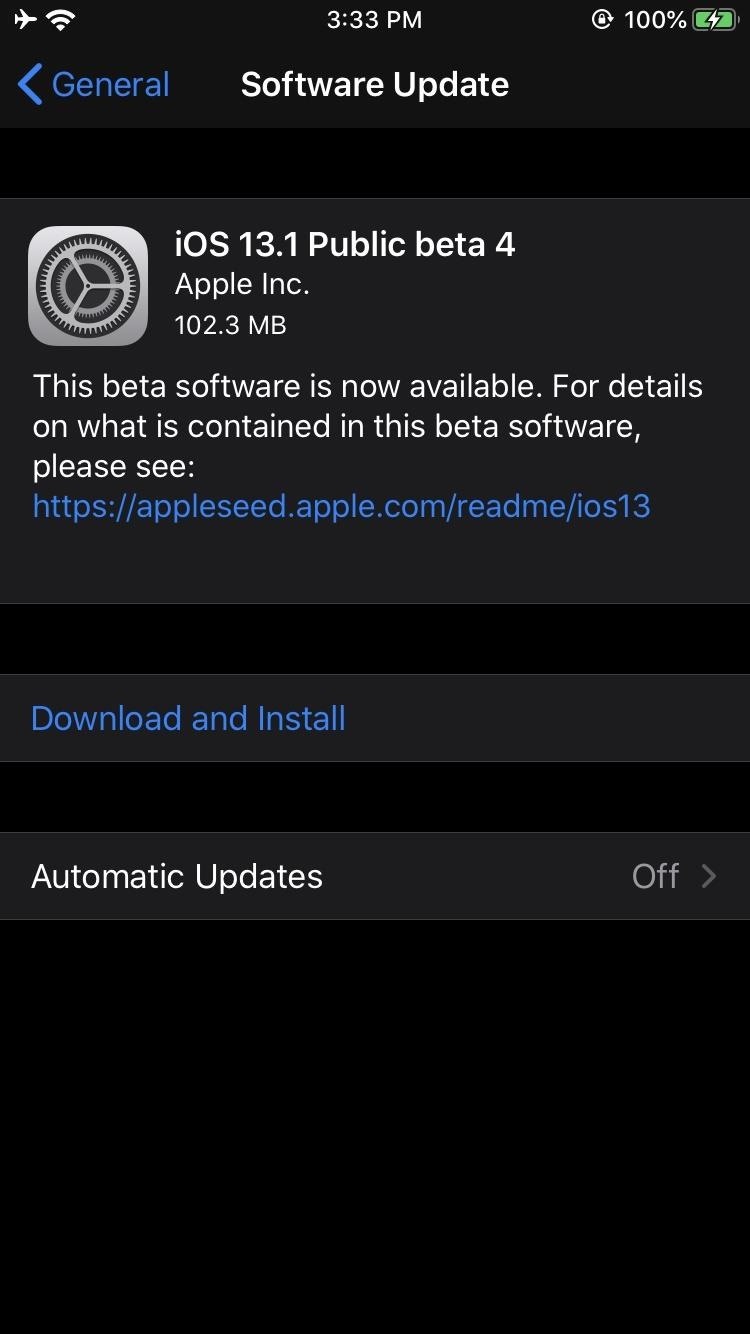 Apple's iOS 13.1 Public Beta 4 Available for iPhone