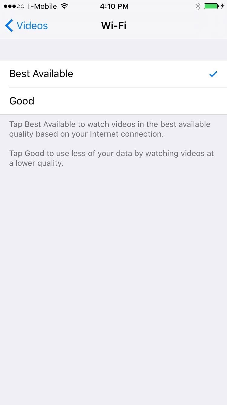 How to Adjust WiFi Video Quality on Your iPhone in iOS 10