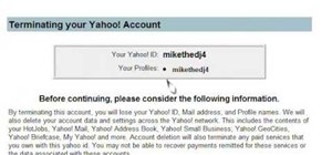 Delete a Yahoo account