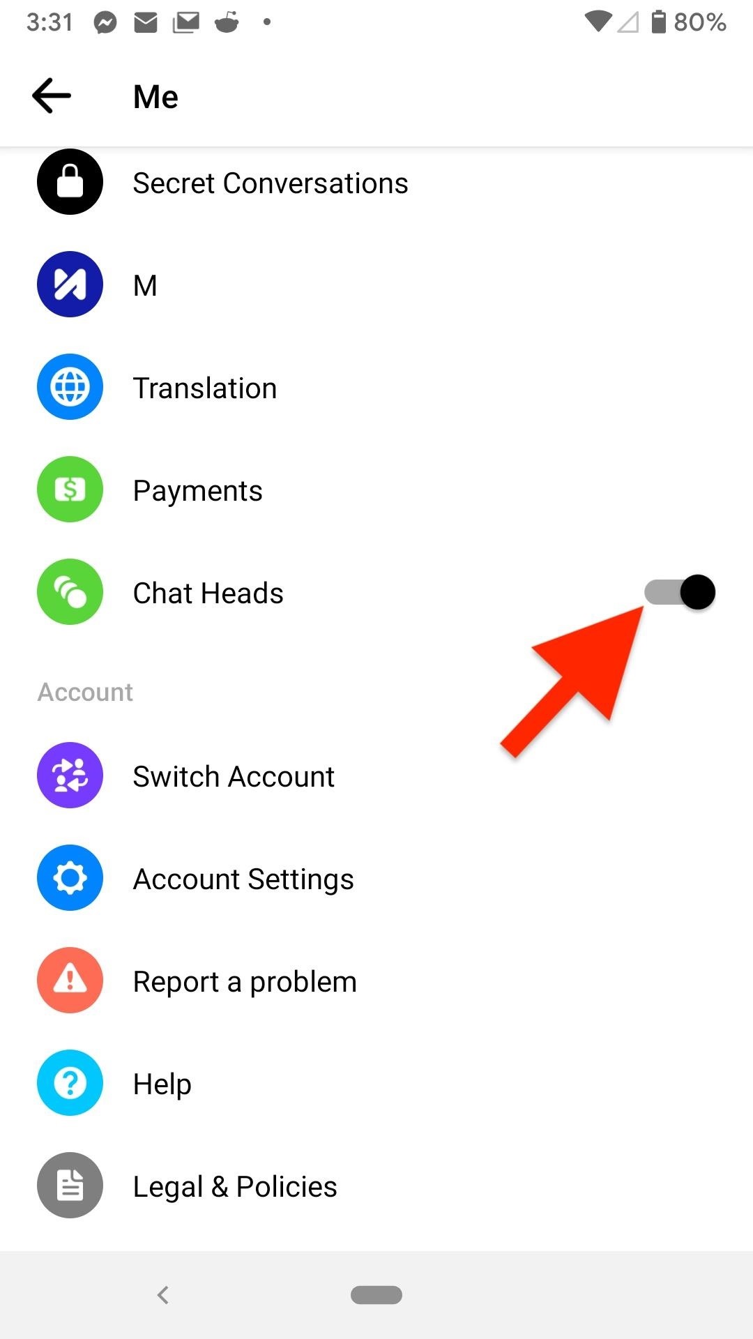 Messenger chat bubble