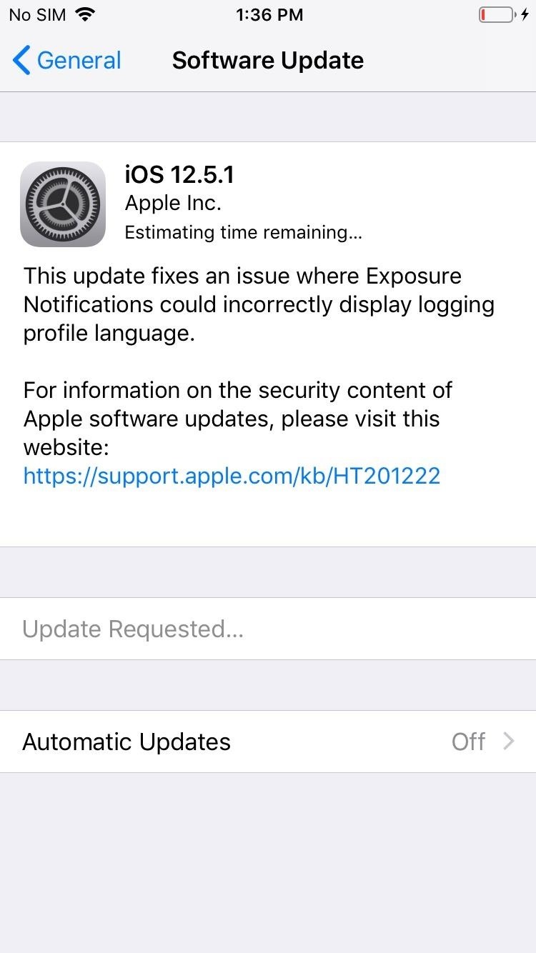 Apple Releases iOS 12.5.1 for iPhone 5S, 6 & 6 Plus with Fix for Exposure Notifications
