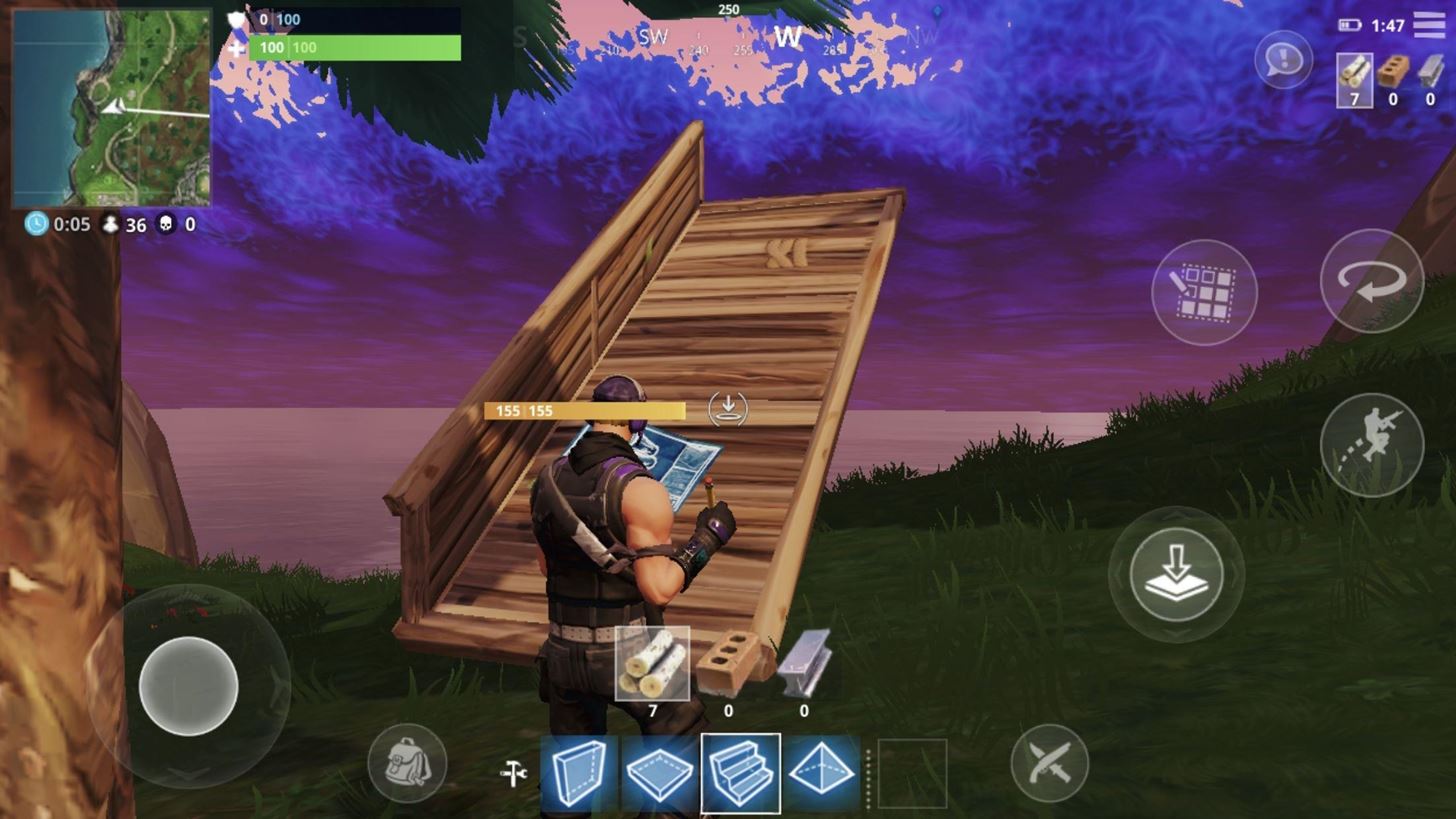 when you drag your finger in an l shape first to one corner tile then to another corner tile this will create a stairwell that bends in the same - no mats fortnite