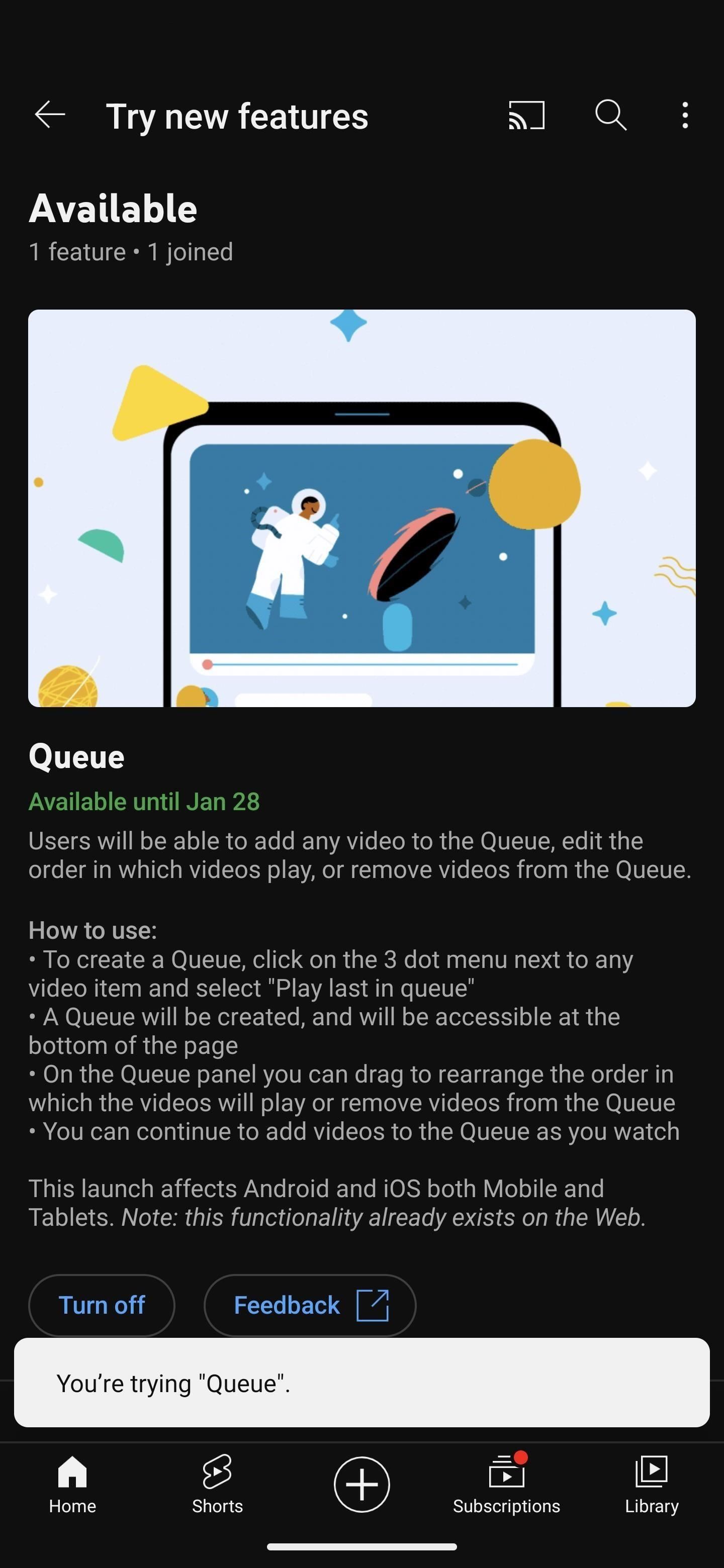 How to unlock YouTube's new video queue on your mobile device