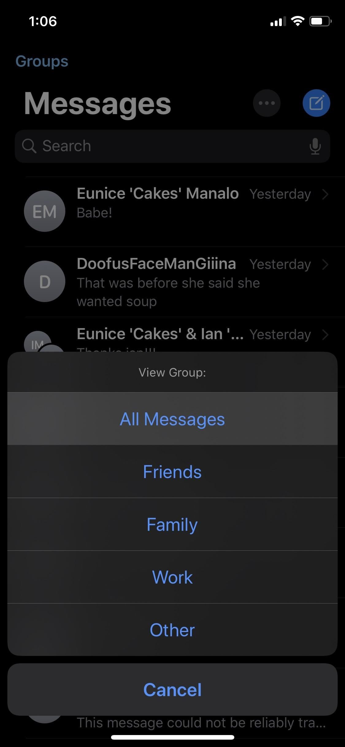 Organize Messages on Your iPhone by Grouping Threads Together into Specific Categories Like Family & Work