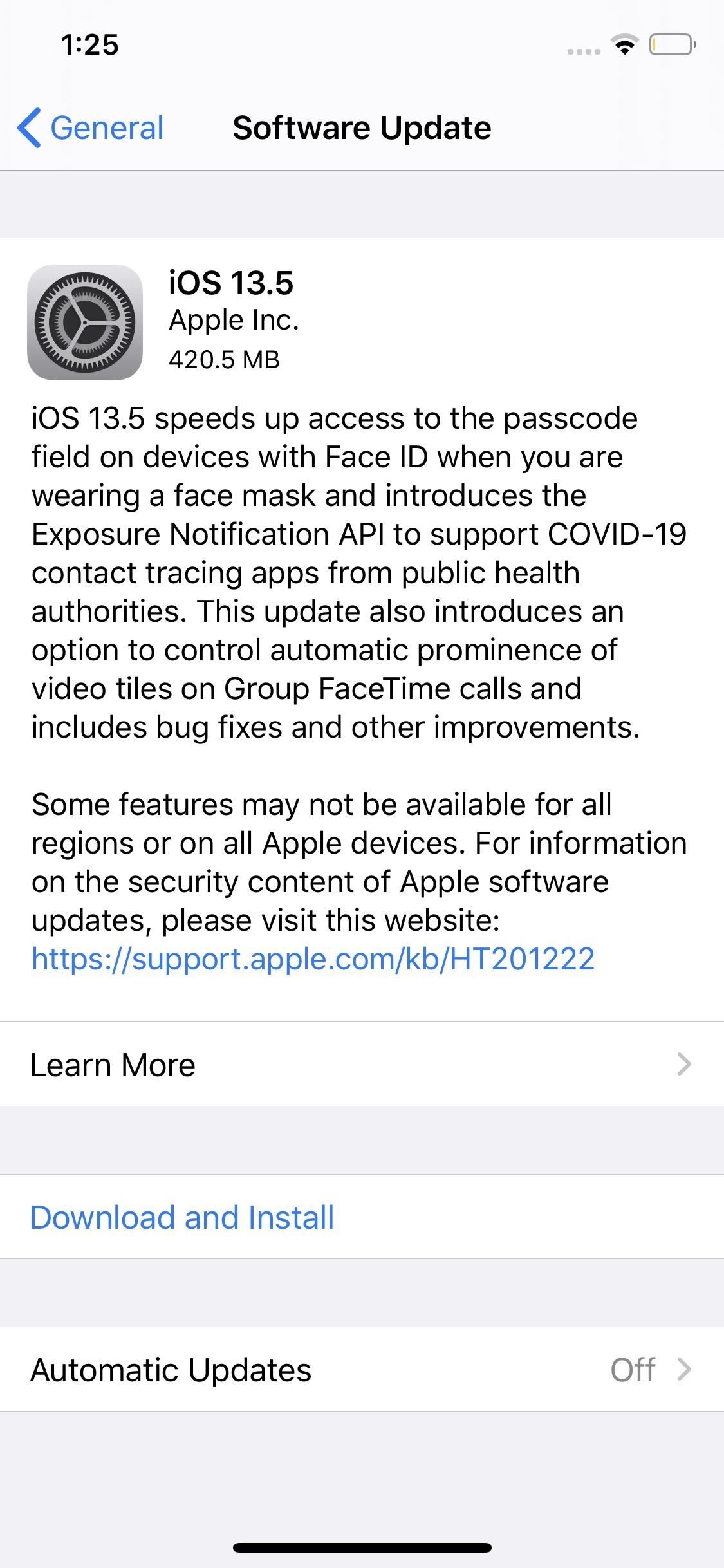 Apple Releases iOS 13.5, Includes COVID-19 Exposure Notifications, Face ID & FaceTime Updates