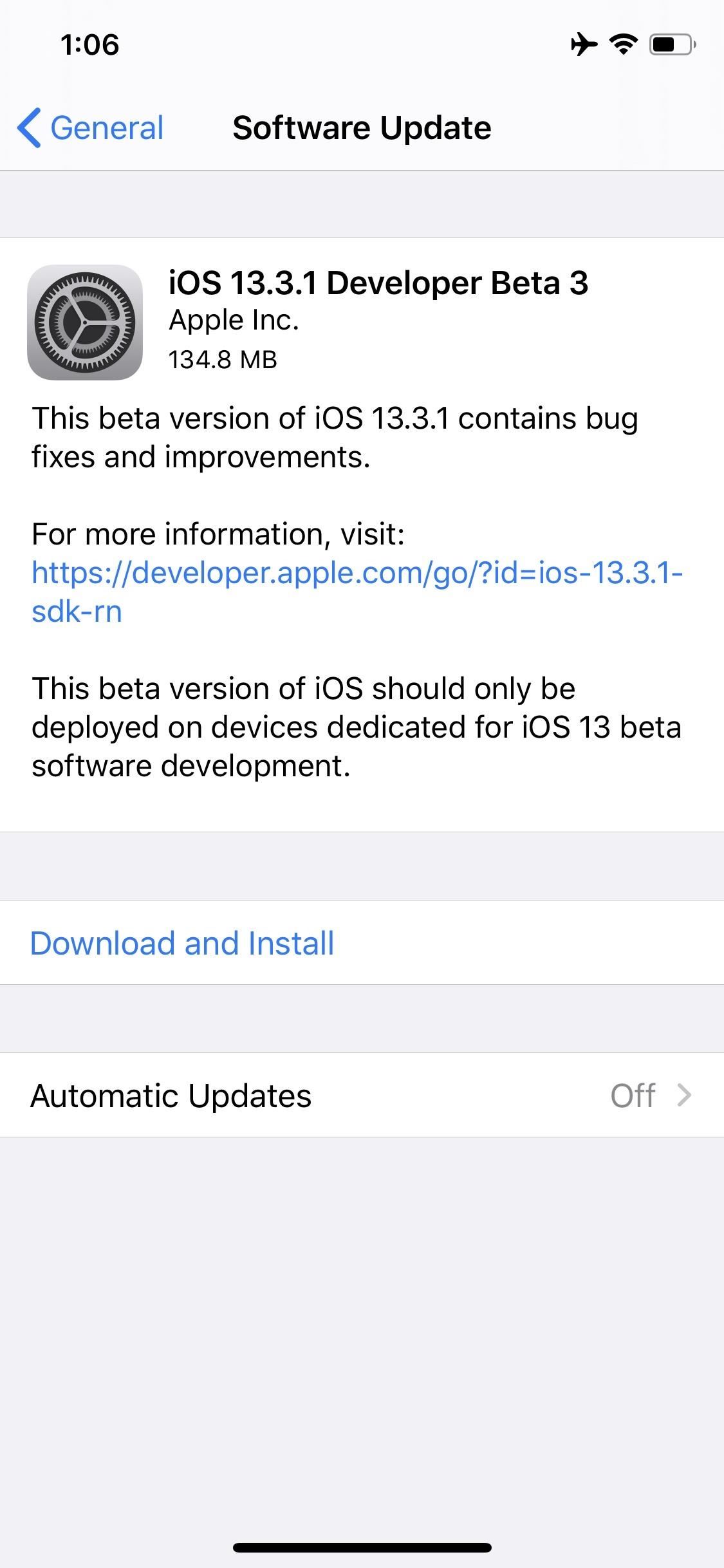Apple Releases iOS 13.3.1 Developer Beta 3 for iPhone