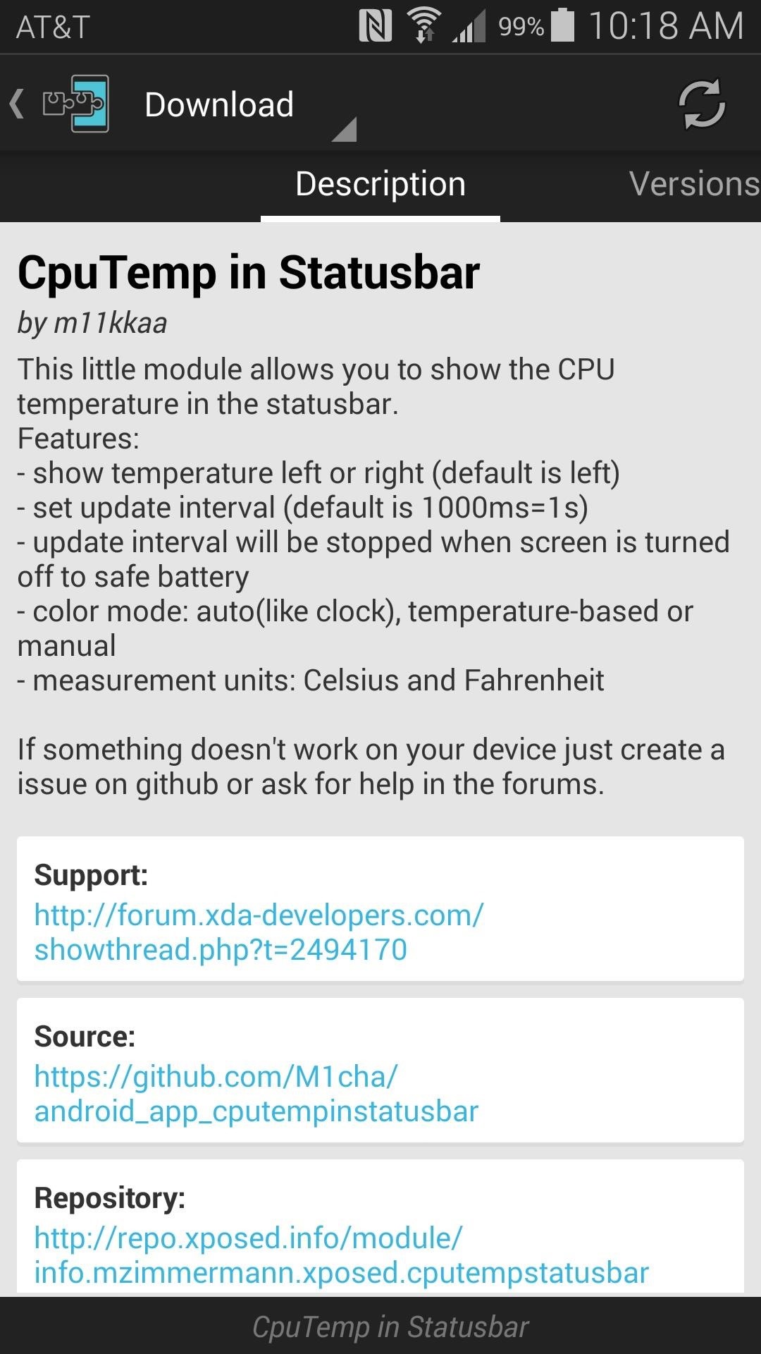 Monitor CPU Temperature from Android's Status Bar