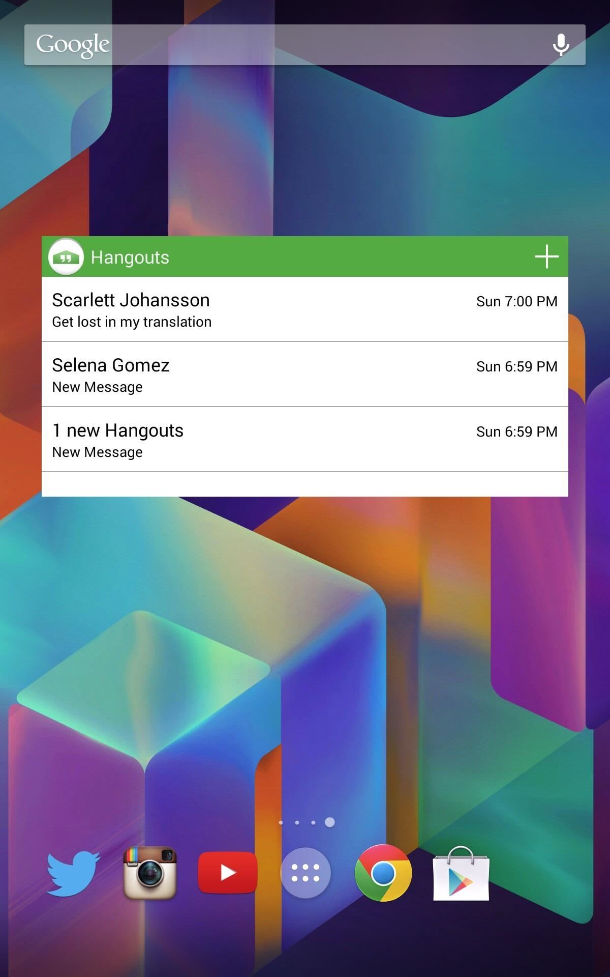 How to Preview New Google Hangout Messages Right from the Home Screen on Your Nexus 7