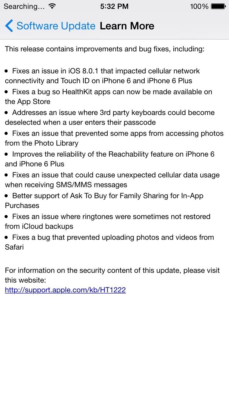 iOS 8.0.2—Update Now to Fix Cell Signal, Touch ID, HealthKit, Keyboards, & More