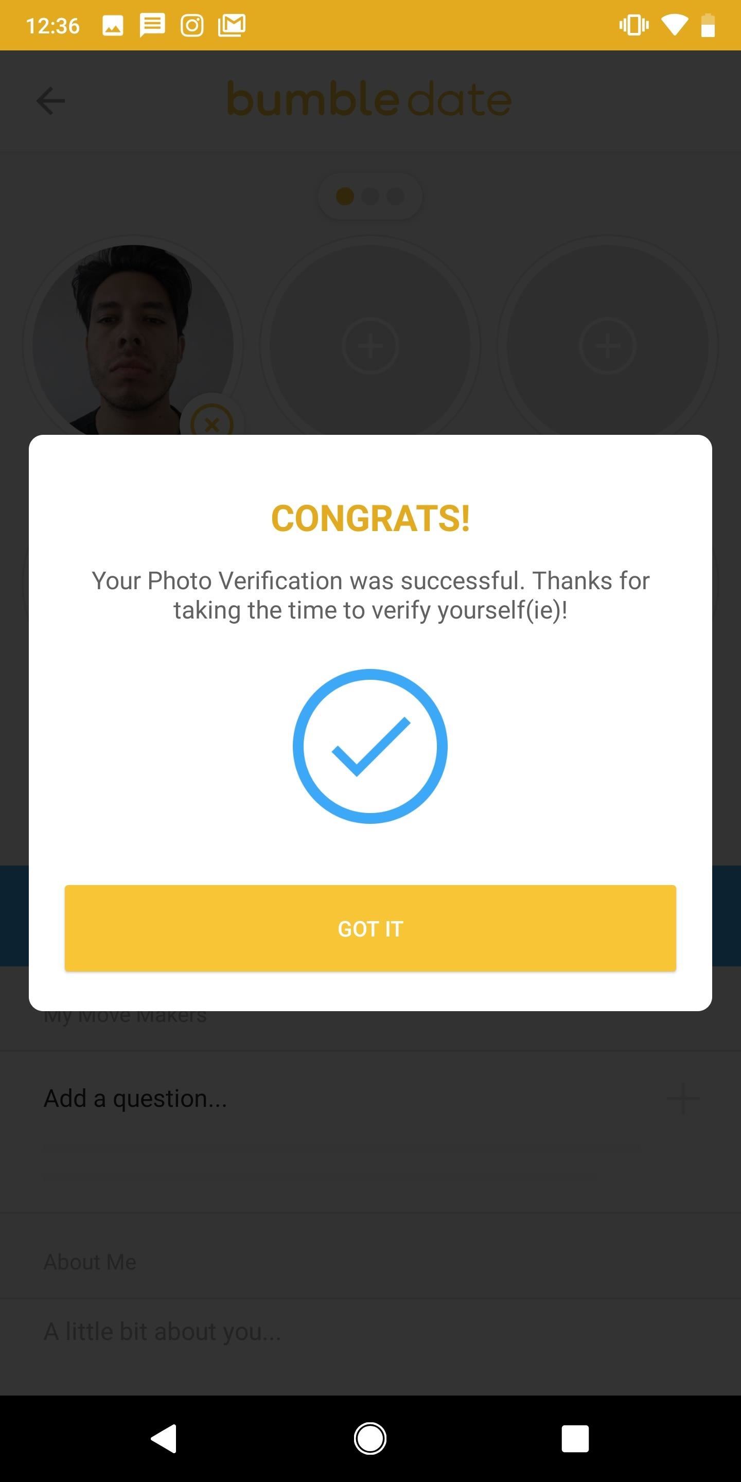how long to verify bumble account