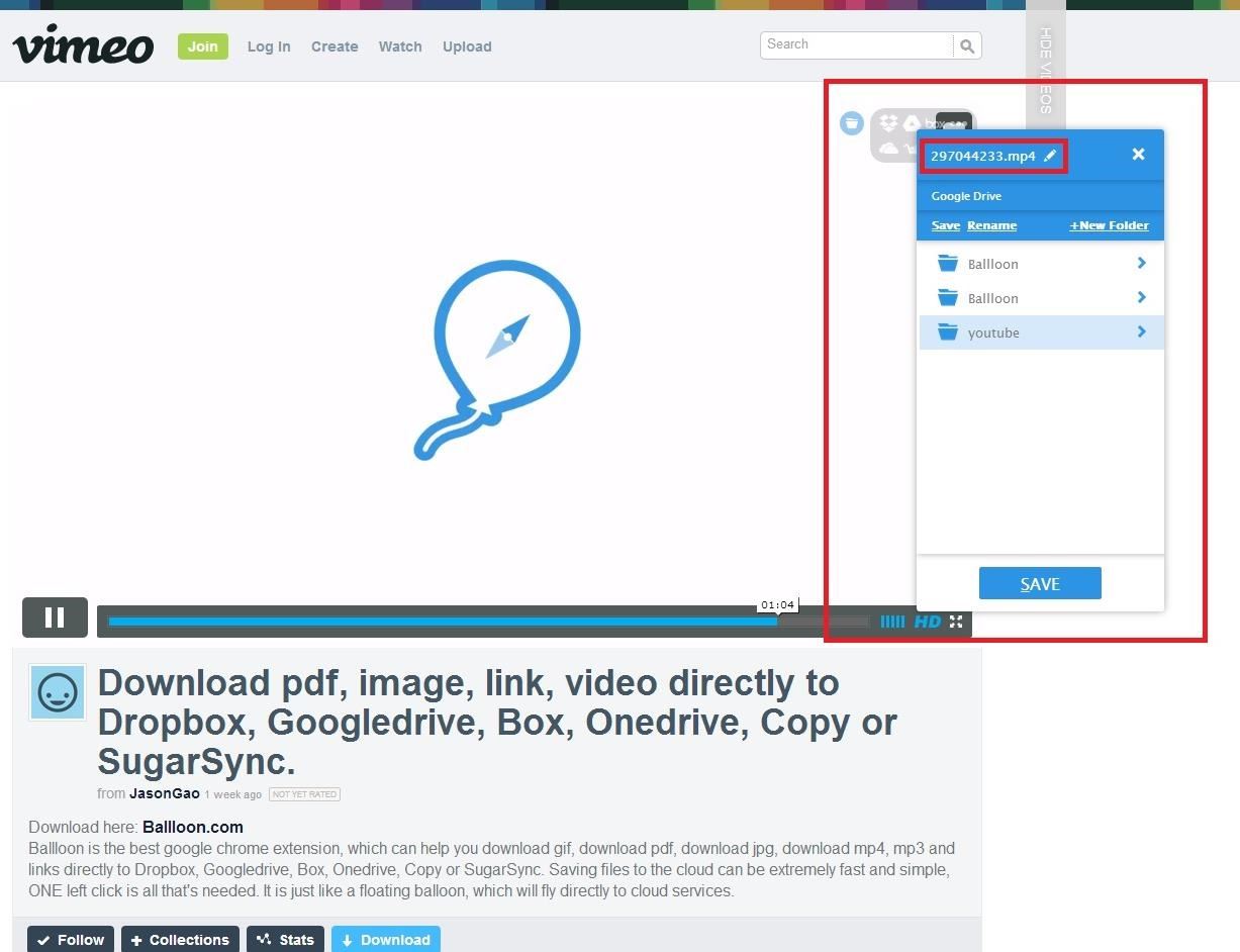 2 Ways to Save Vimeo Clips to Cloud Storage with One Click
