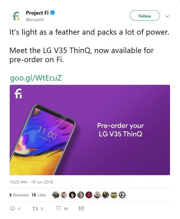 You Can Preorder the LG V35 ThinQ on Project Fi Starting Today