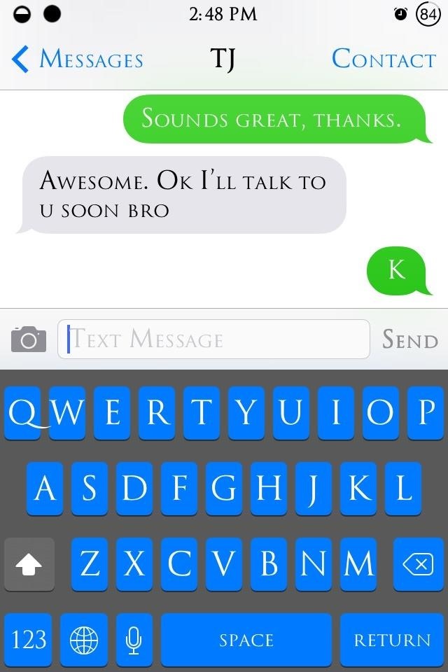 Turn Your iPad or iPhone's Bland Keyboard Blue with This Easy iOS 7 Tweak