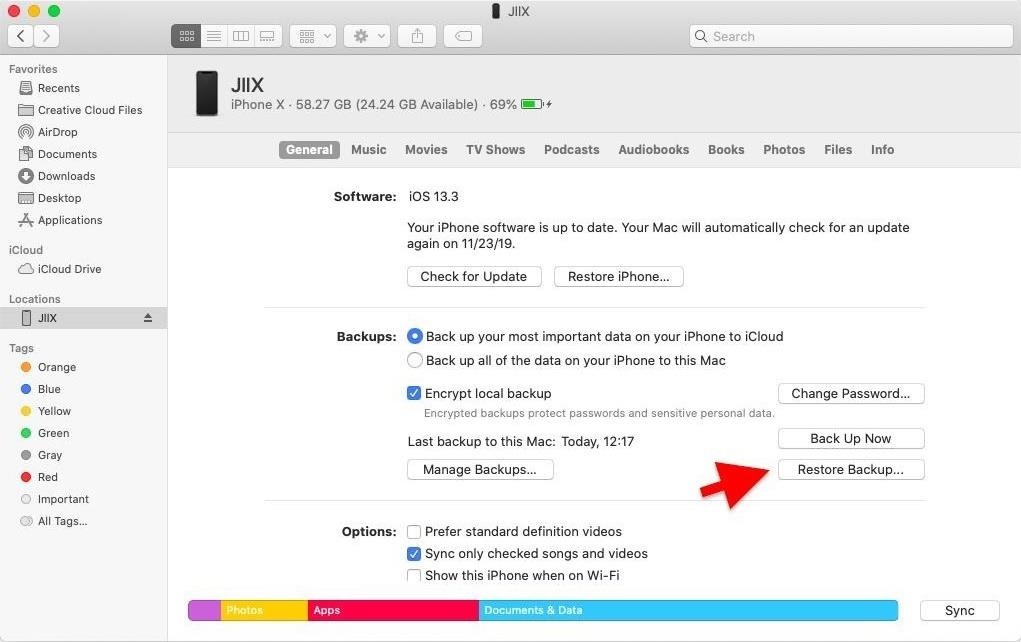 How to Restore Your iPhone to a Backup or Factory Settings with Finder on macOS