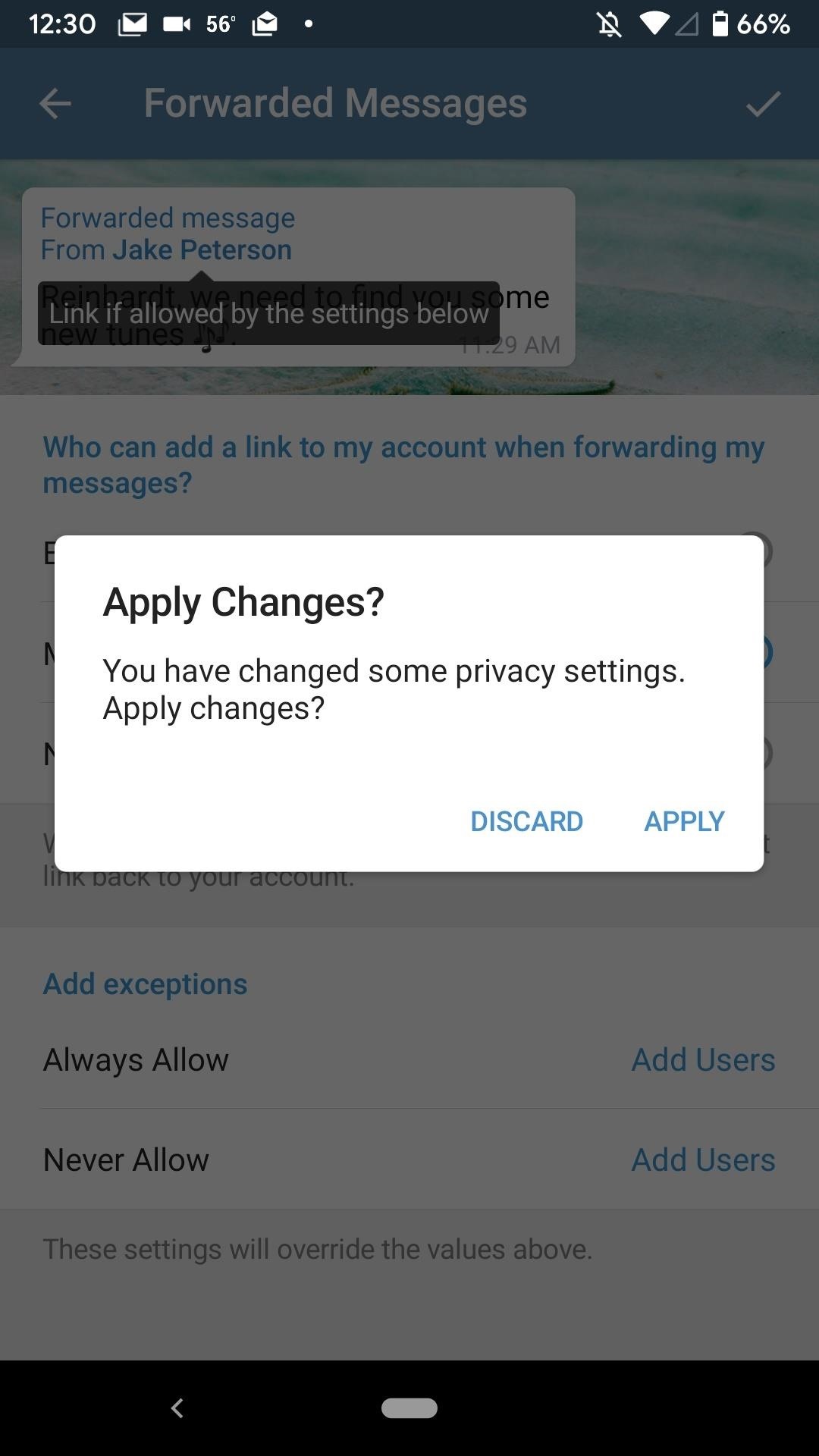 Prevent Others from Sharing Your Telegram Account Link When Forwarding Your Messages
