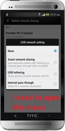 How I Open USB Network Settings on My HTC One? I Update to Android 4.3