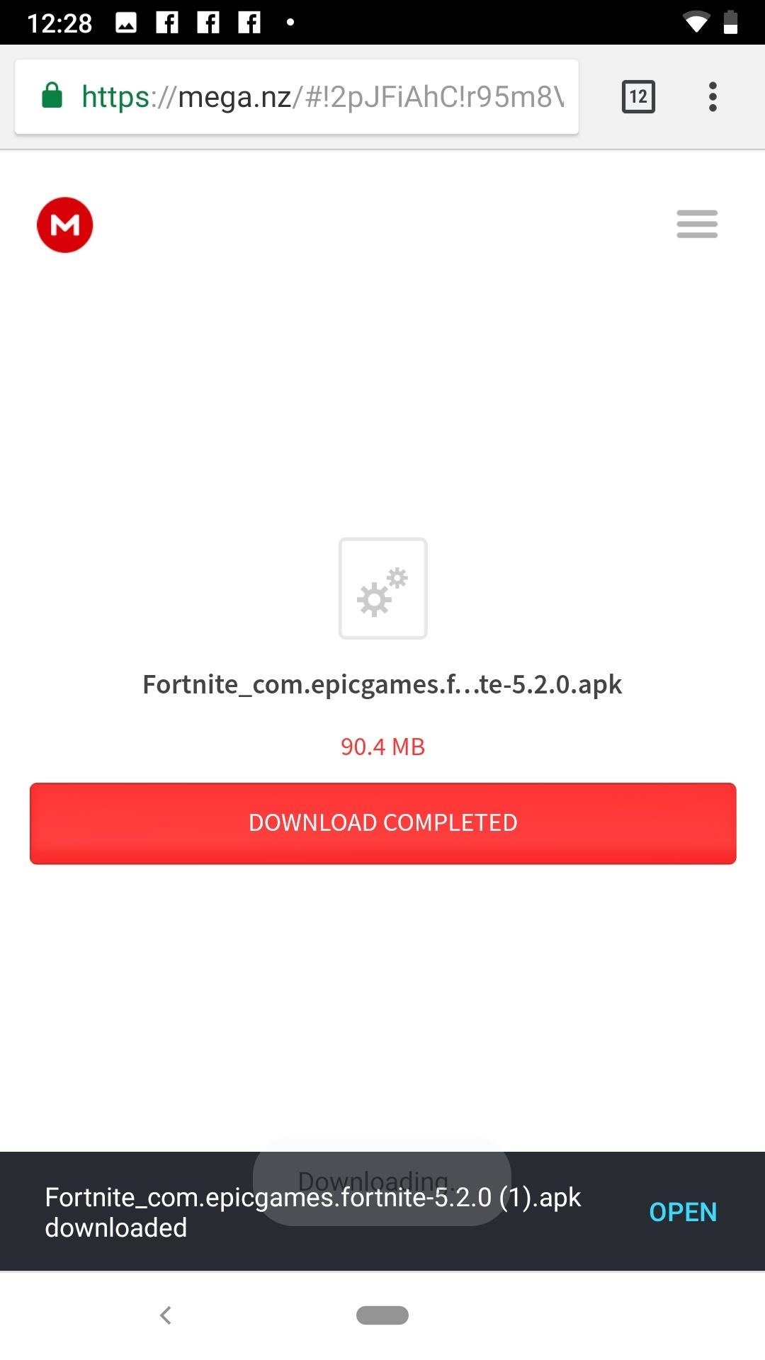 once the apk has been downloaded via your browser you can tap download at the bottom of the screen to download the file directly to your device - fortnite for android 70