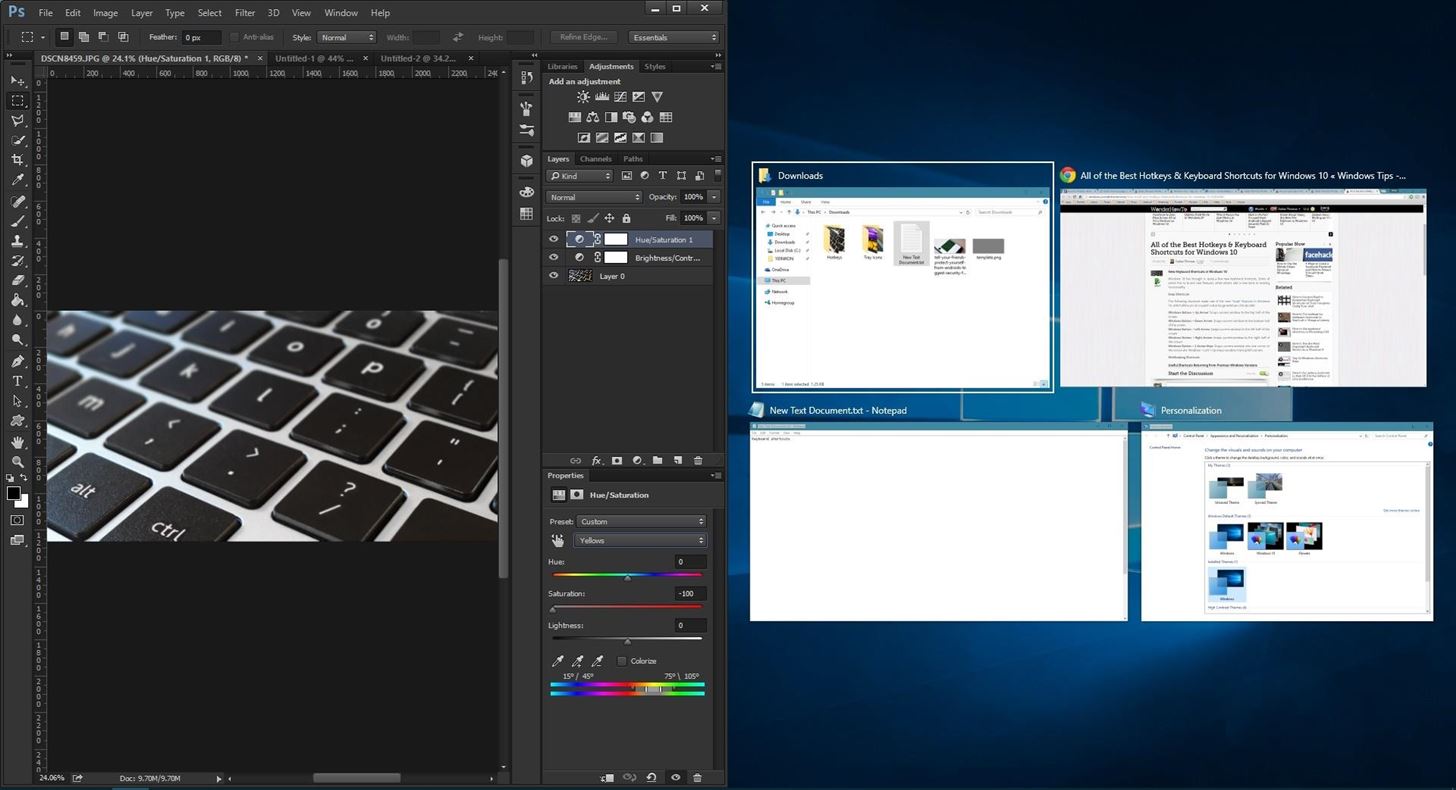 Комбінації клавіш для віртуальних робочих столів у Windows 10