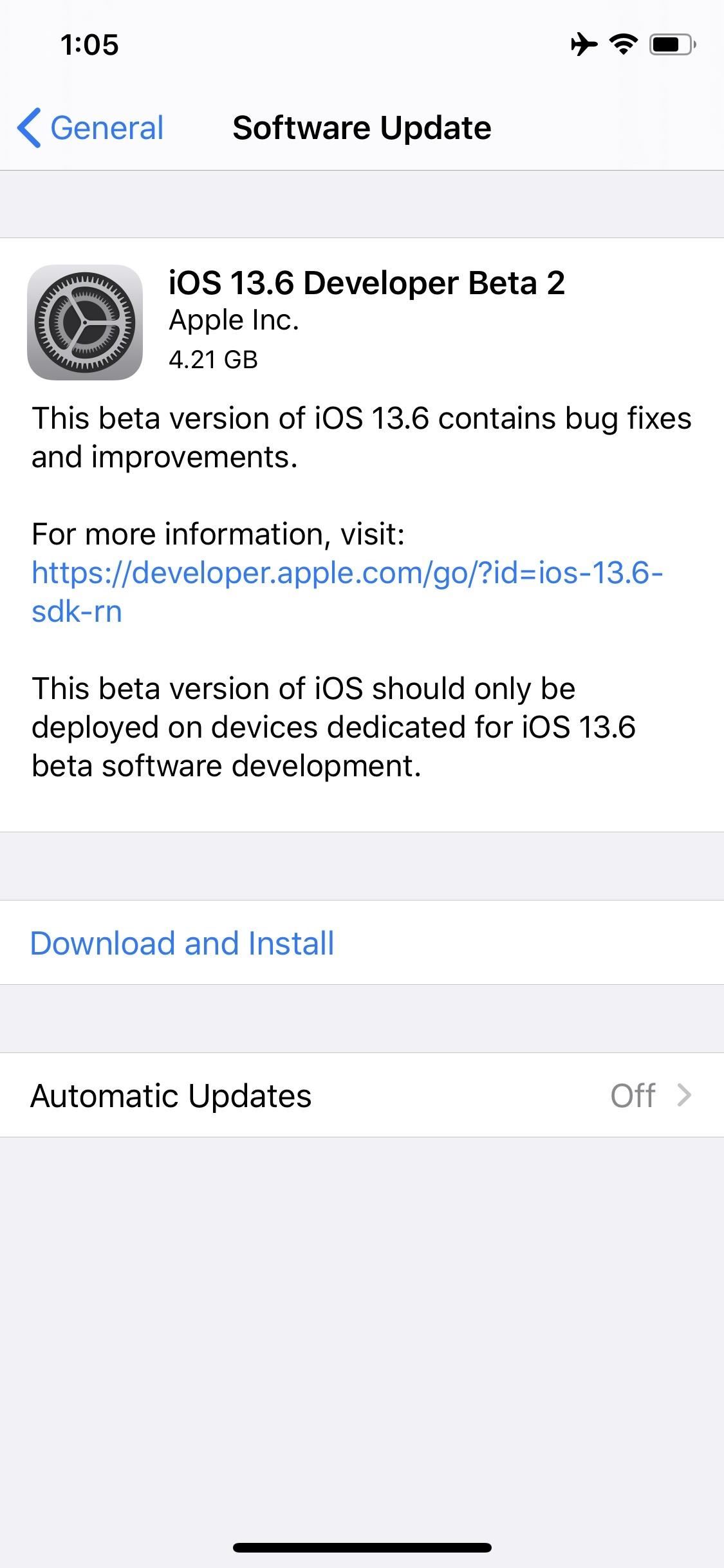 Apple's iOS 13.6 Developer Beta 2 for iPhone Includes Option to Automatically Download New Updates