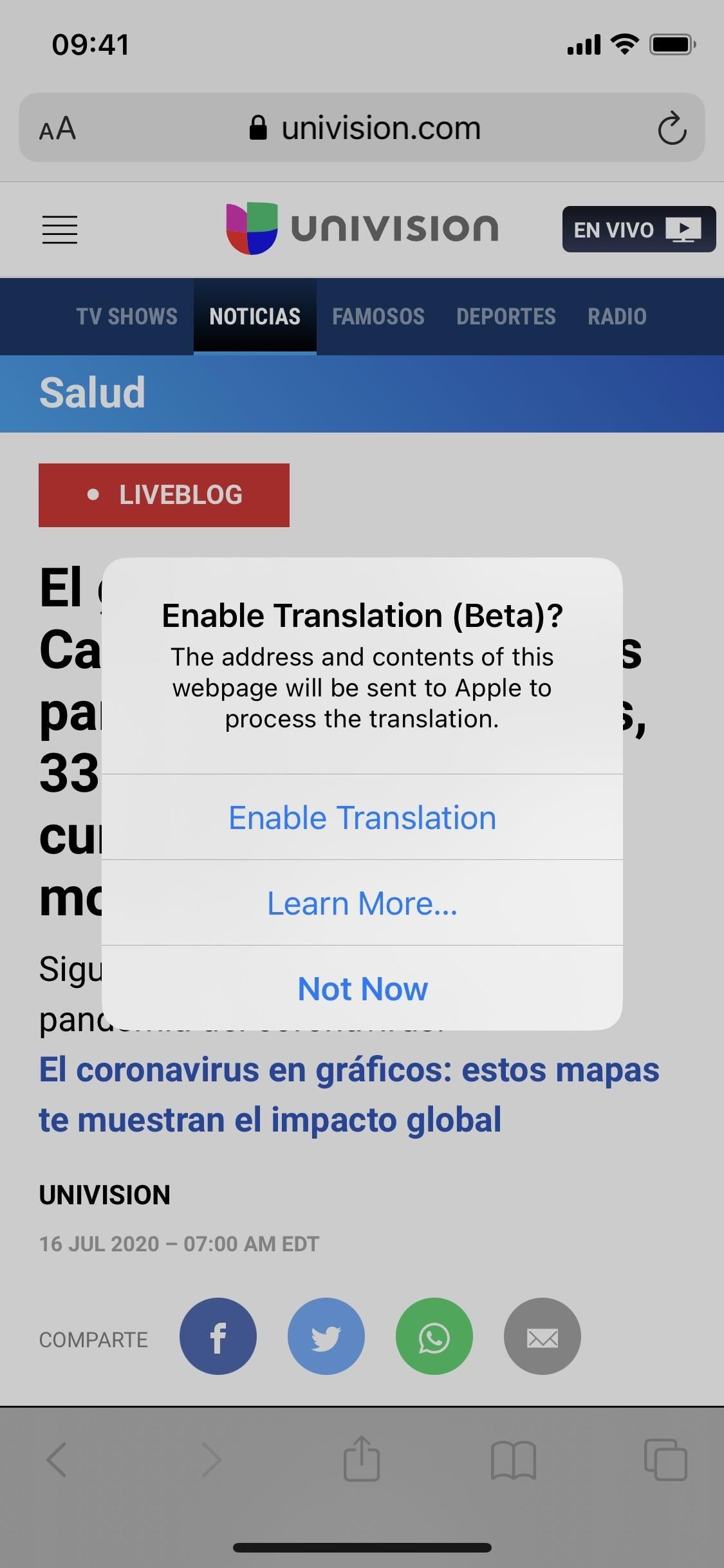Translate Webpages in Safari to Another Language Using Apple's New Translation Tool