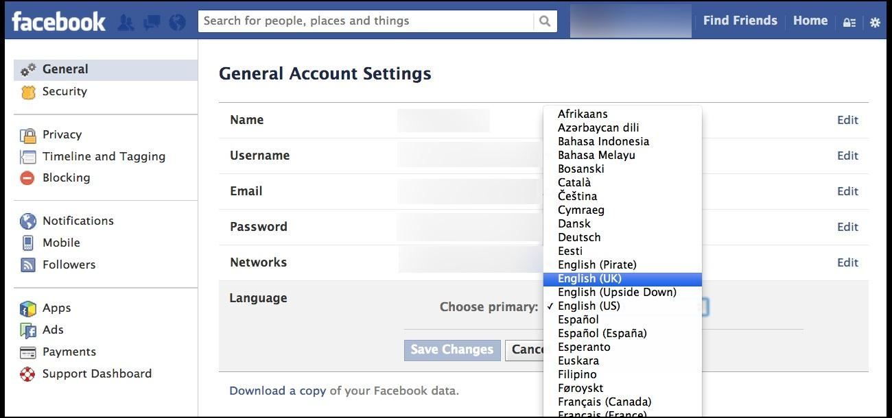 Quick Tip: Get Rid of Facebook's Graph Search (For Now) by Changing Your Language Settings