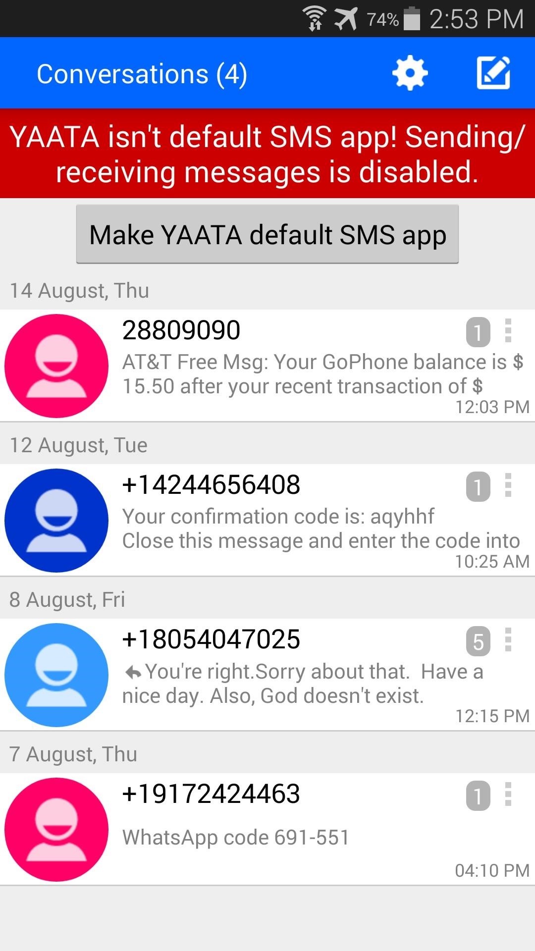 Sms Chat Activation Code