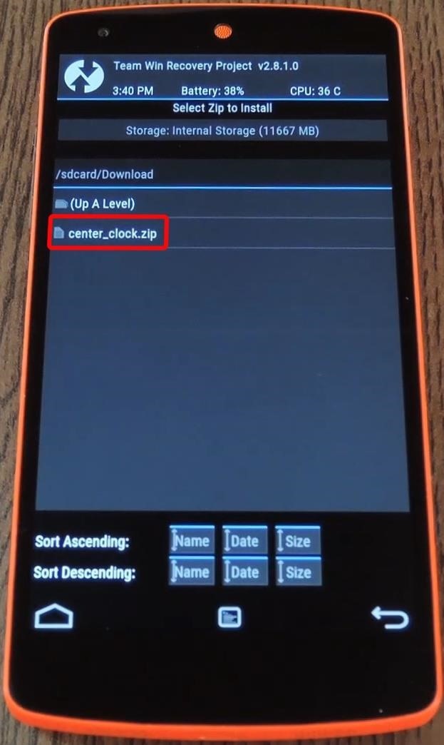How to Center the Status Bar Clock in Android Lollipop