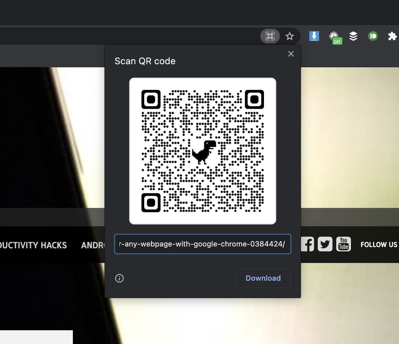 How to Quickly Generate a QR Code for Any Webpage with Google Chrome