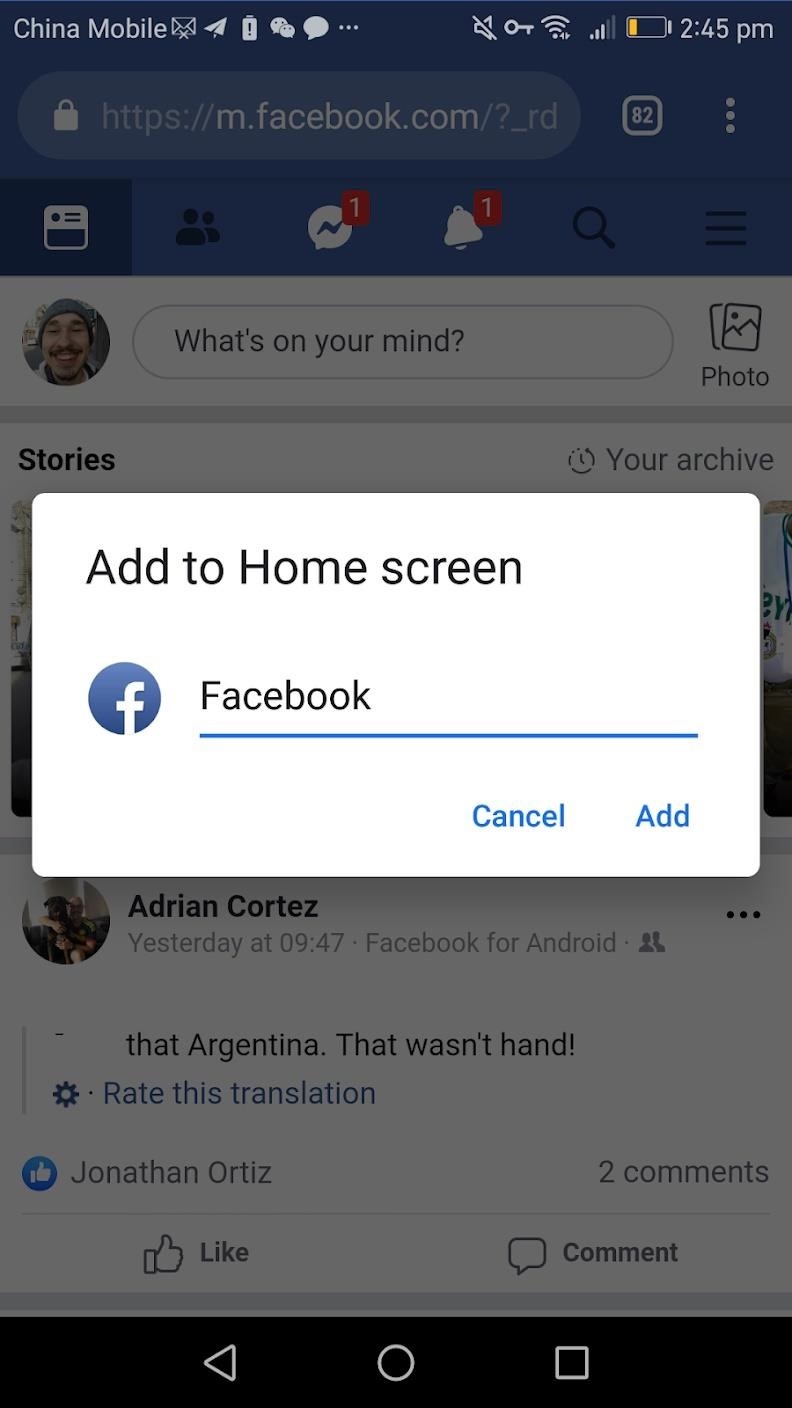 How to Make a Home Screen Icon That Opens the Facebook Website on Android