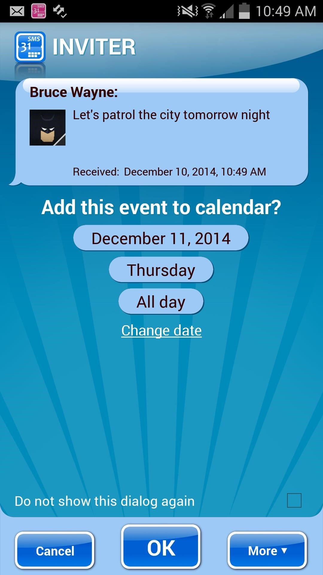 Automatically Create Calendar Events from Incoming Text Messages on Android
