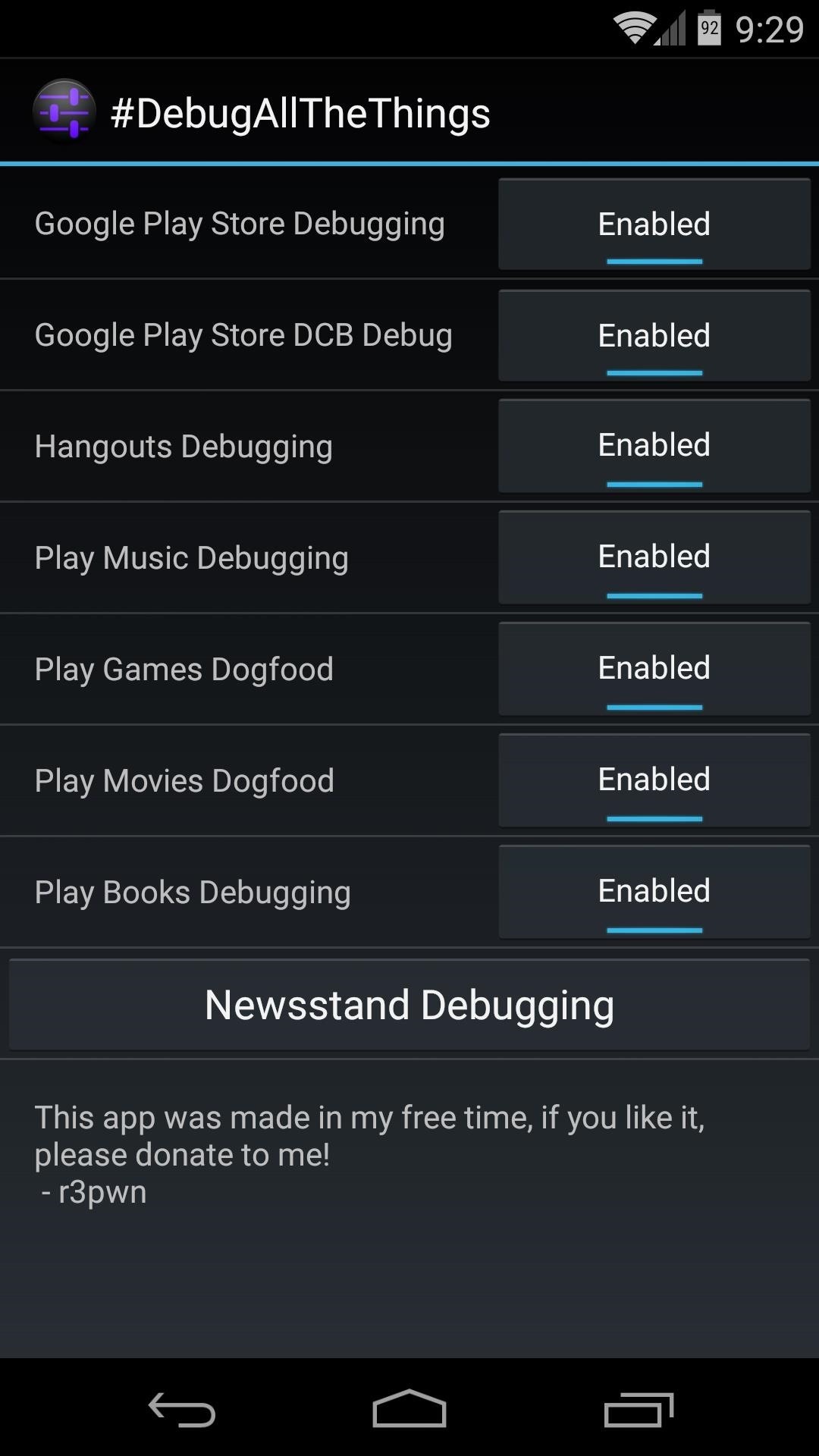 How to Enable the Hidden Debug Options for Select Google Apps on Your Nexus 5