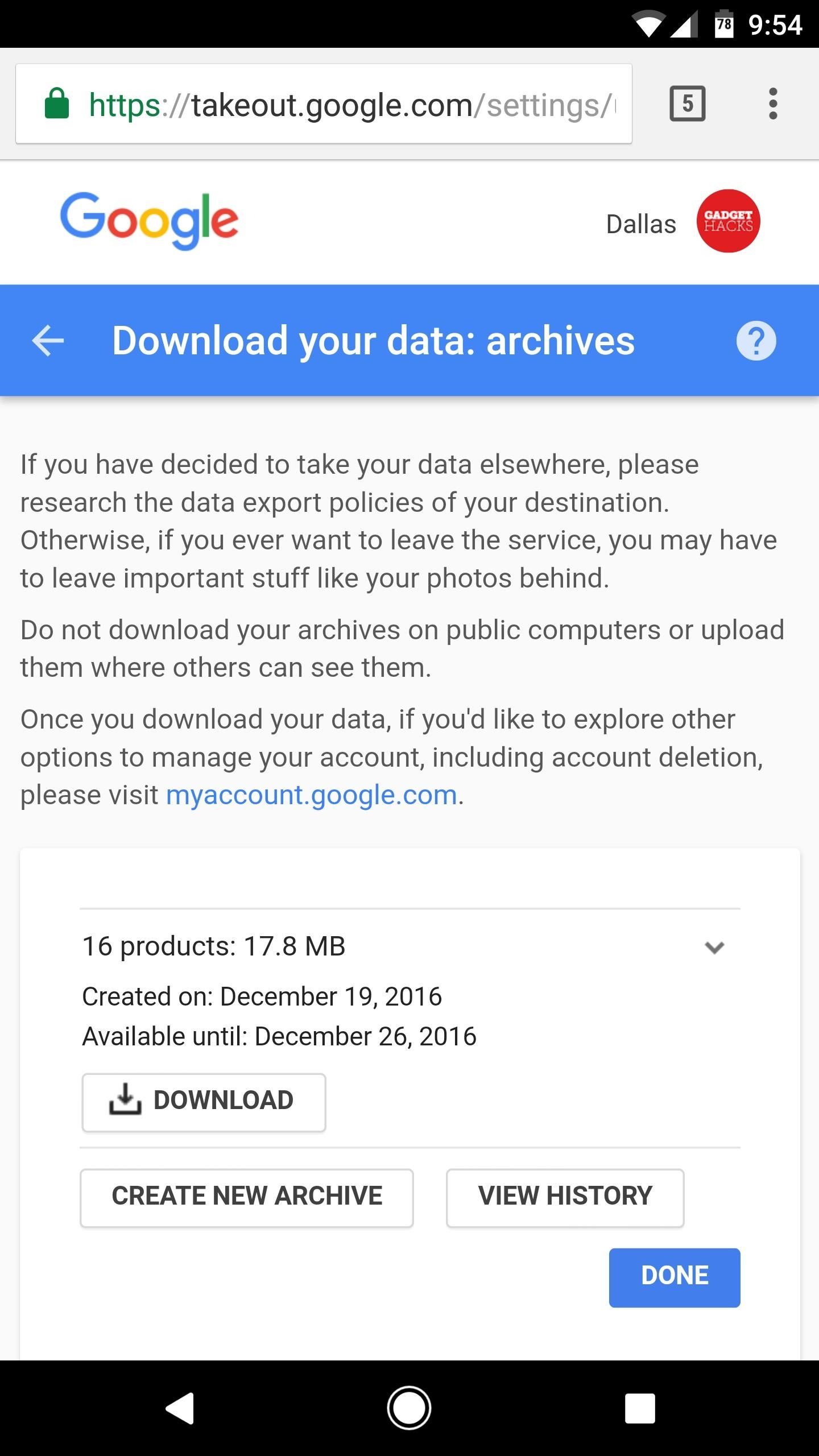 Download Backups of Emails, Photos, Videos & Other Account Data from Google