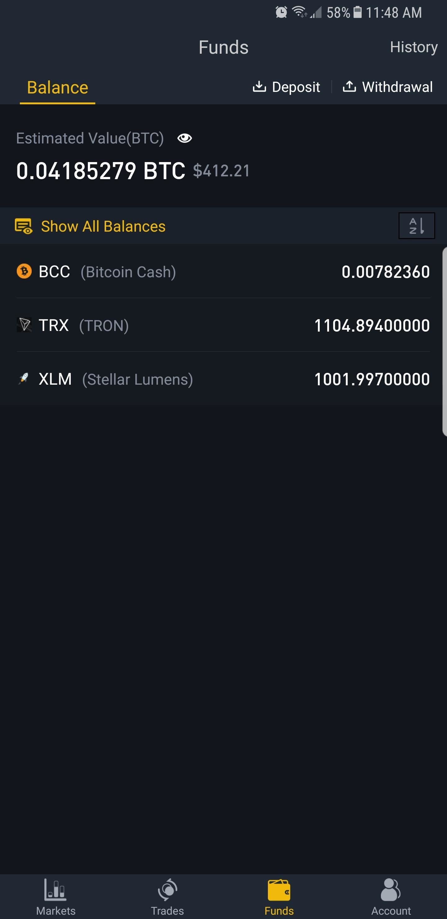 binance total must be at least 10