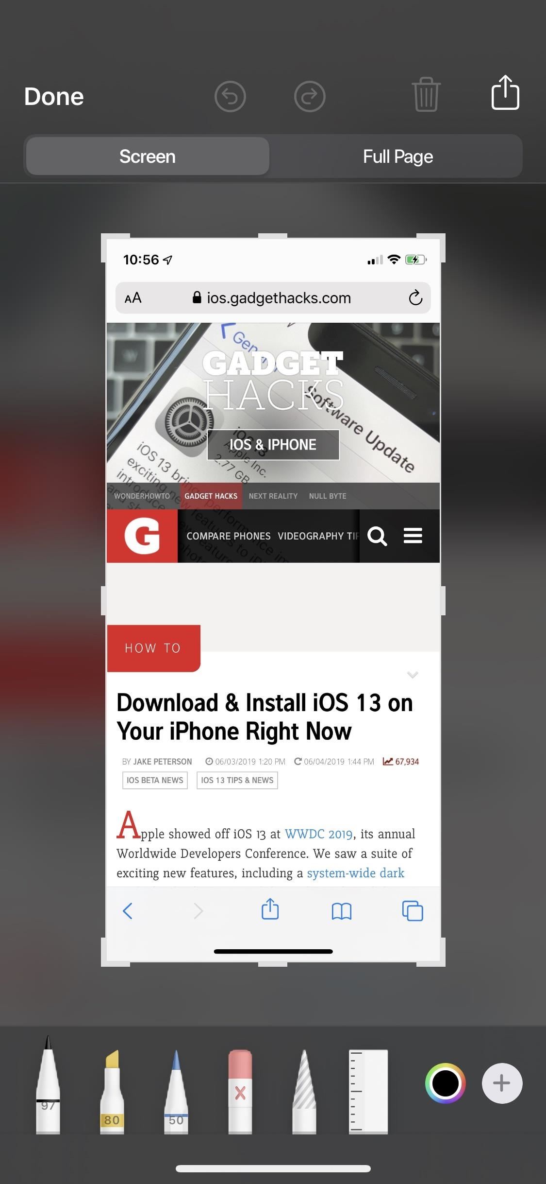 How to Take Scrolling Screenshots of Entire Webpages in iOS 13's Safari for iPhone « iOS & iPhone :: Gadget Hacks