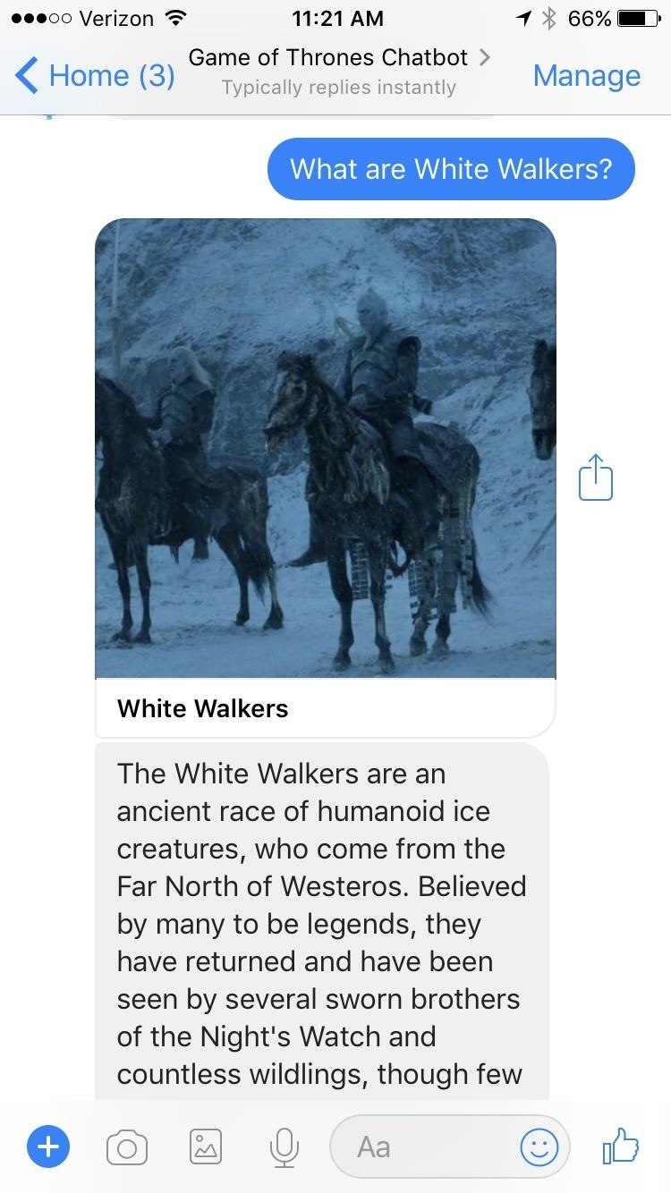 Use Facebook Messenger to Interrogate This Chatbot for Game of Thrones Spoilers