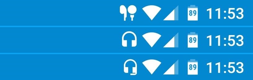 Pick Your Own Status Bar Icons for Wired or Bluetooth Headphones