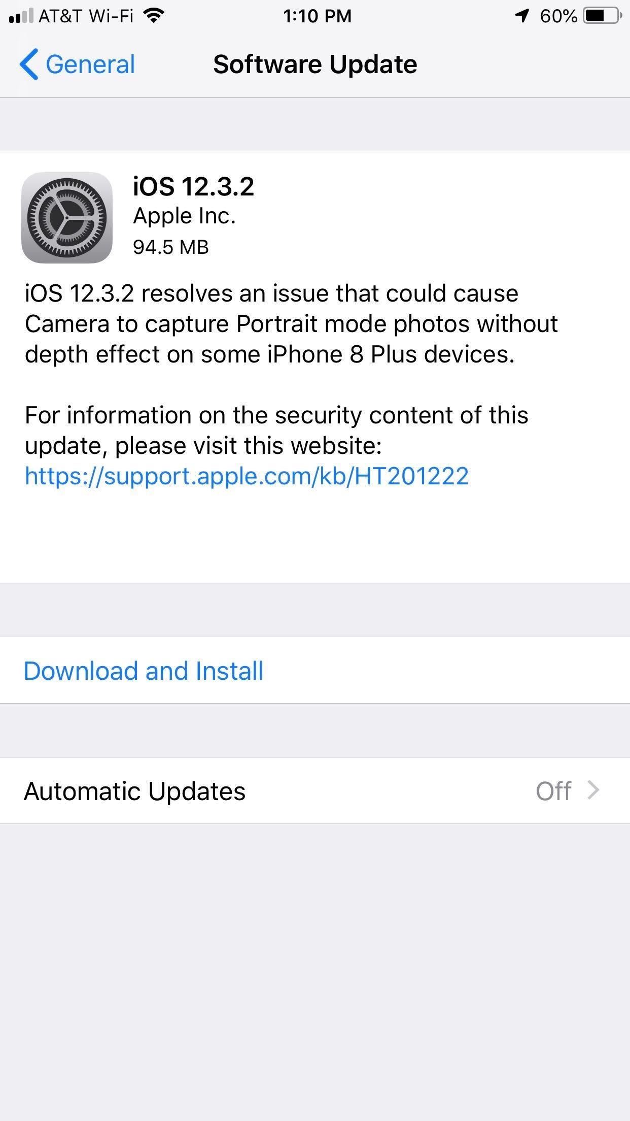 Apple Just Released iOS 12.3.2 with Fix for Portrait Mode on iPhone 8 Plus