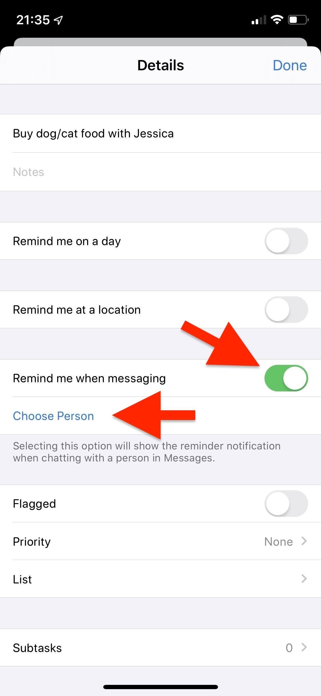 Tag People in Reminders to Get Alerts When Chatting with Them in iOS 13's Messages App