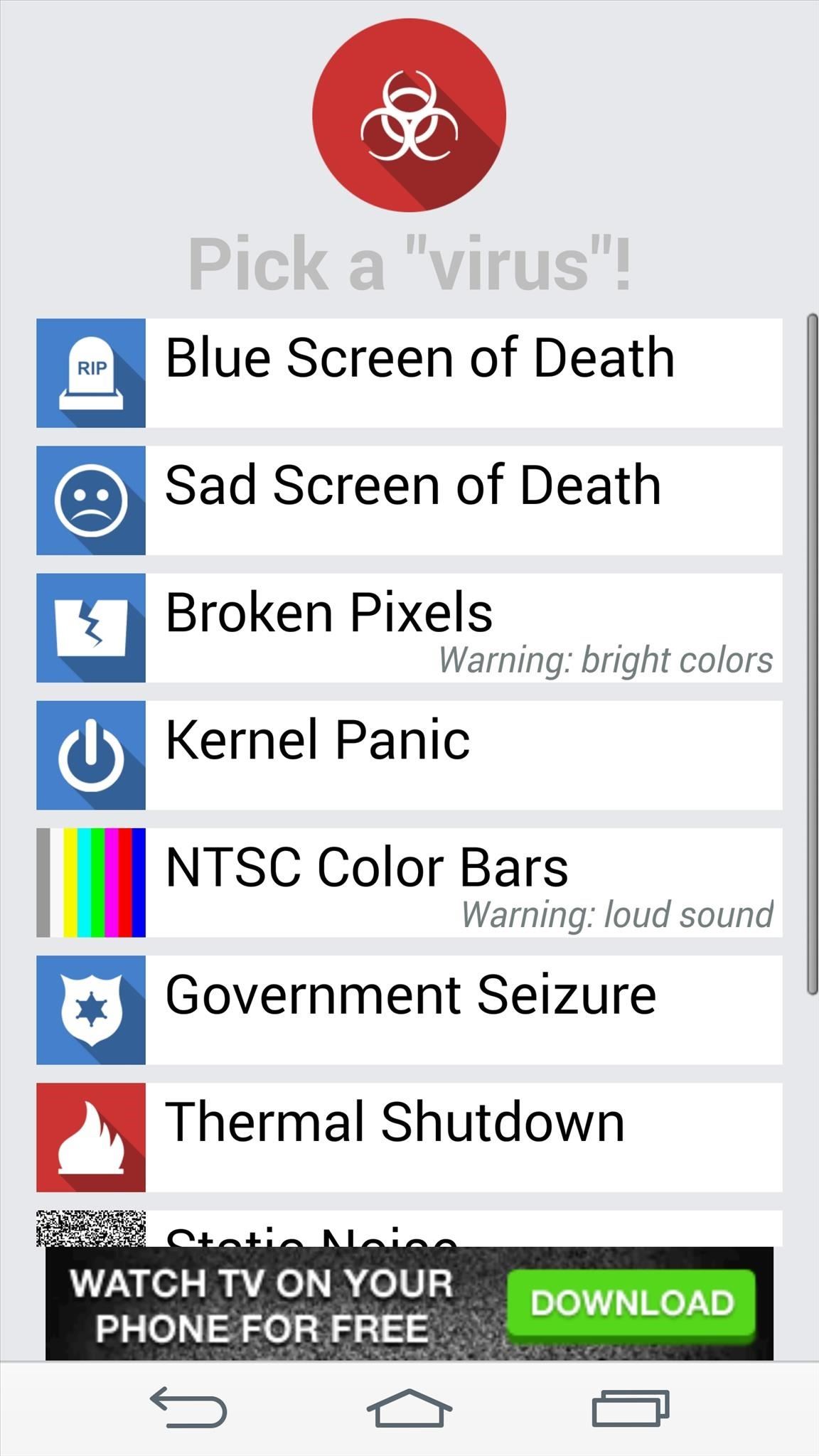 Blue Screen of Death: Prank Your Friend's Precious Android Phone with Fake Viruses