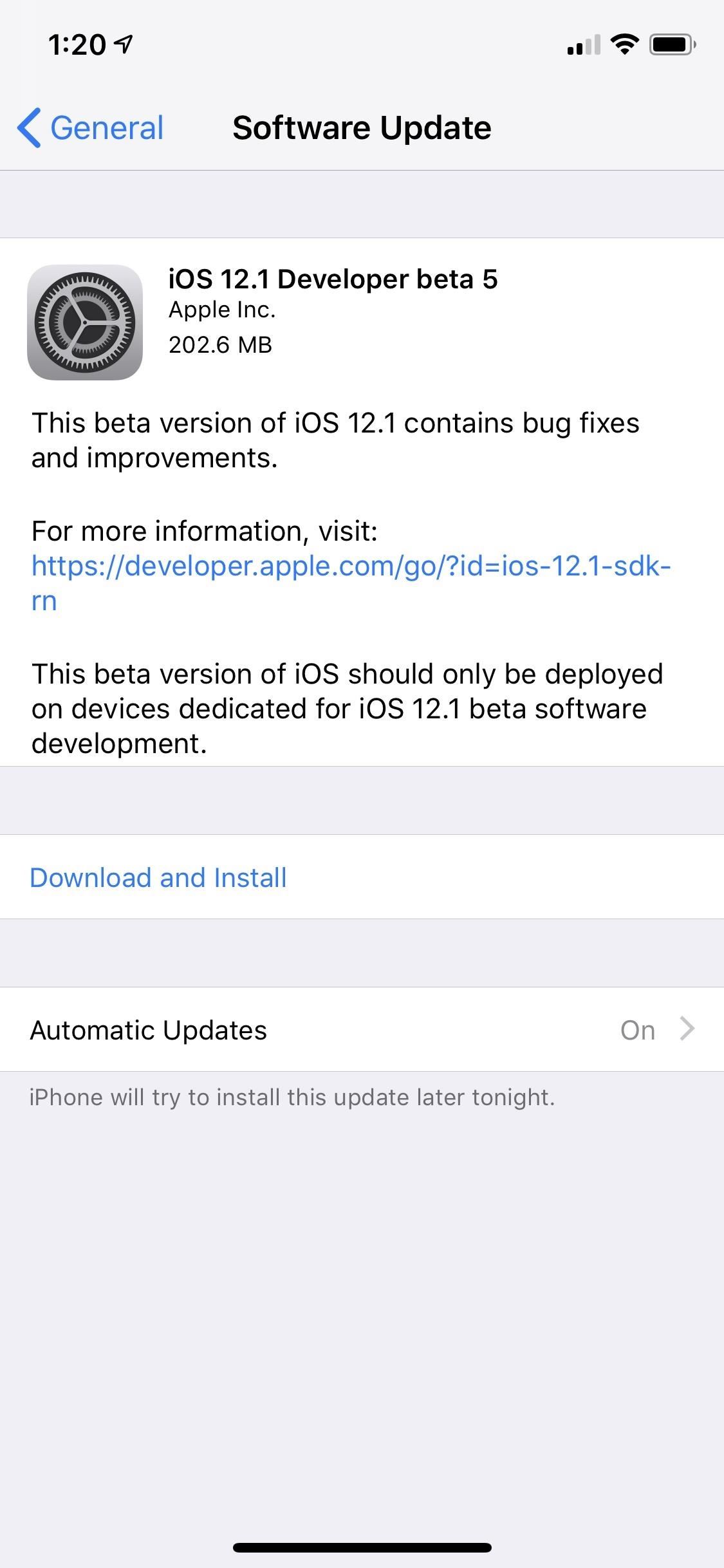 Apple Releases iOS 12.1 Beta 5 to Developers