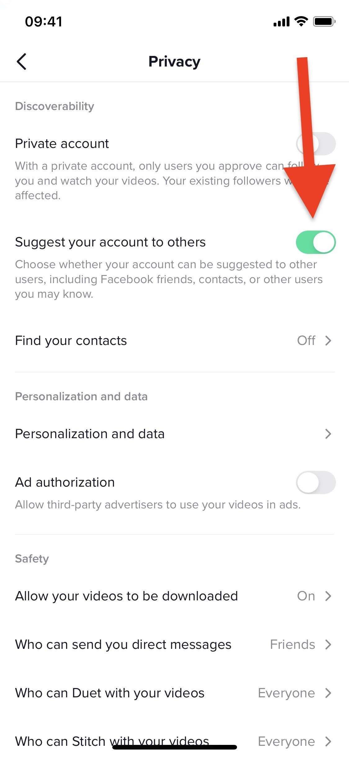 stop your tiktok account from being suggested contacts facebook friends other users you may know.w1456