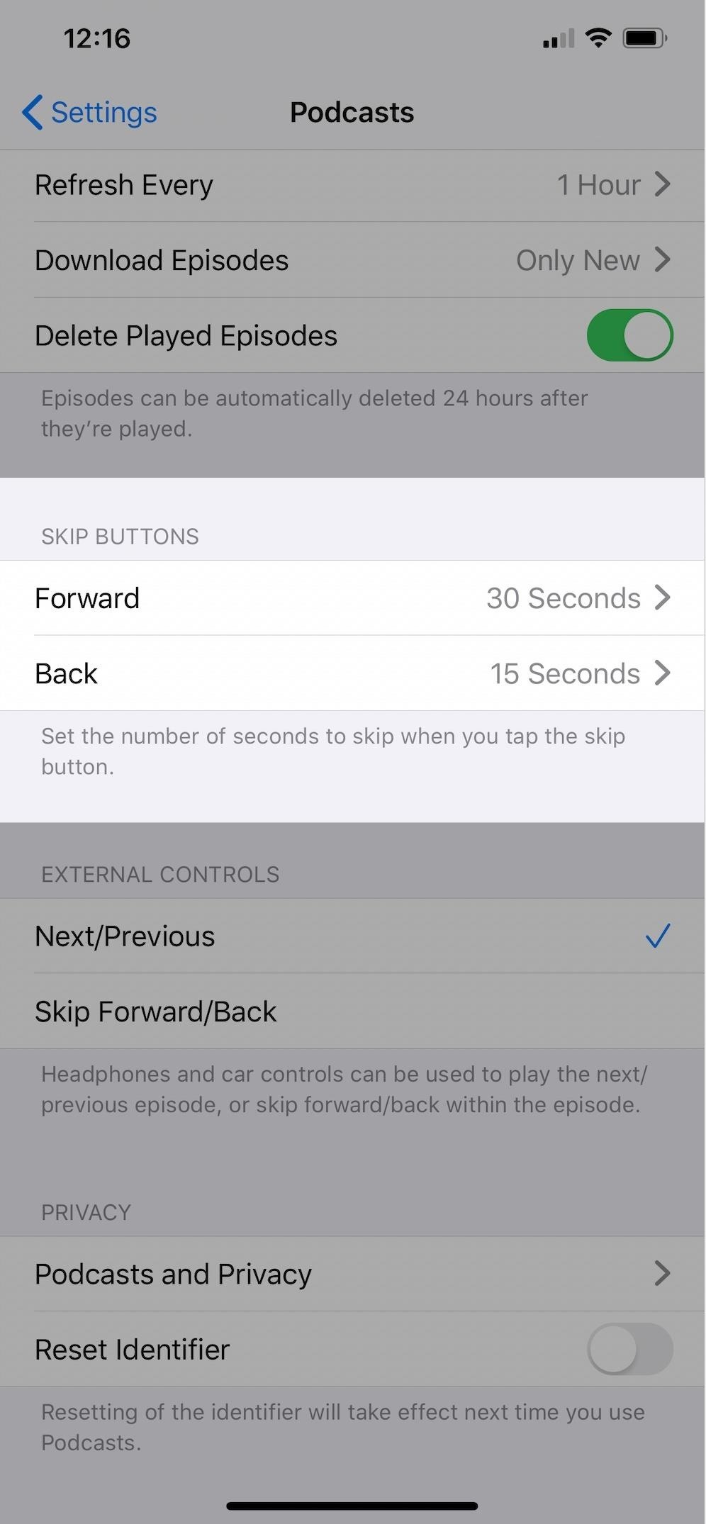 How to Customize the Back & Forward Skip Button Lengths in Apple Podcasts from 10 to 60 Seconds