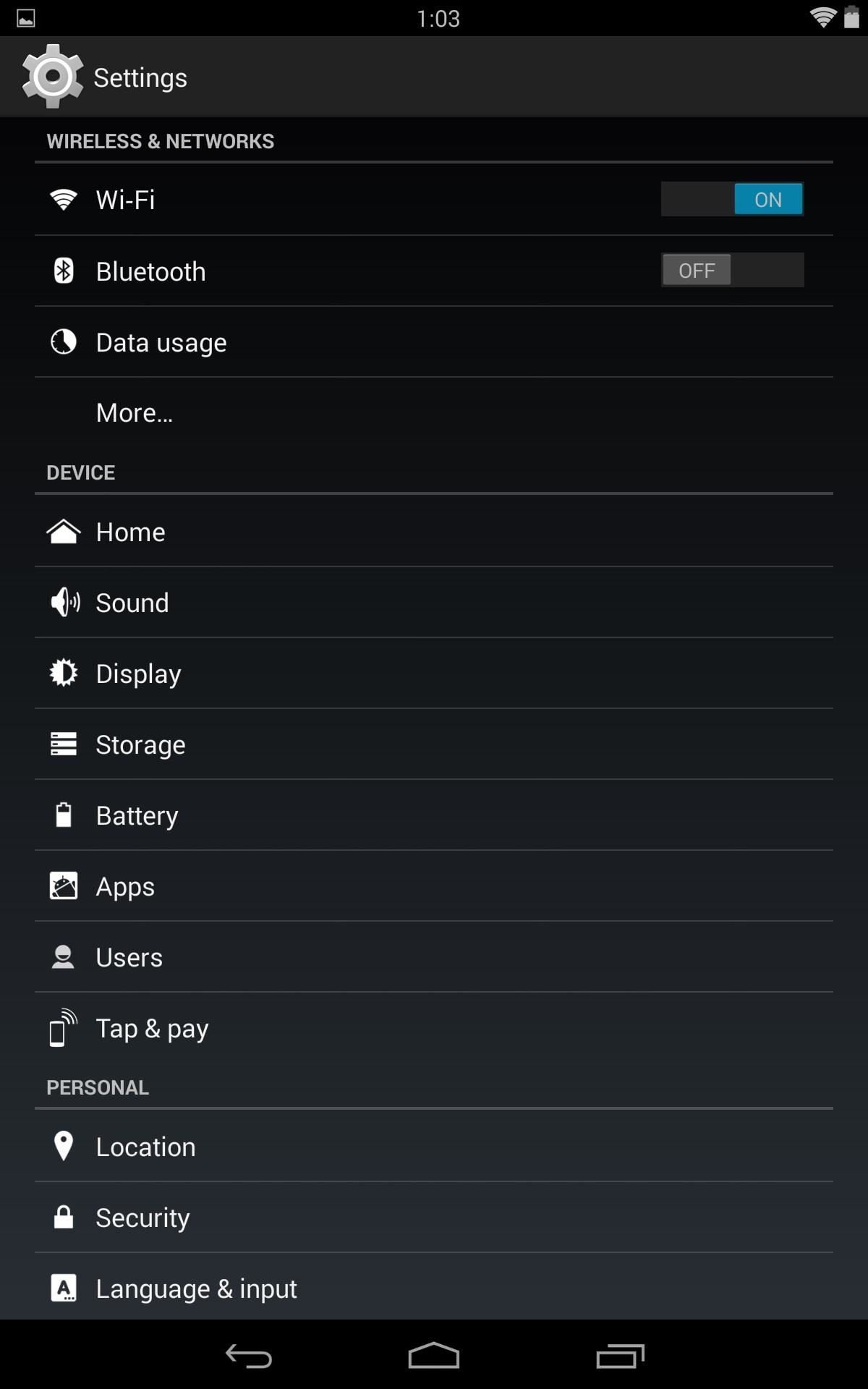 How to Separate the Settings Menu on Your Nexus 7 Tablet into Tabs Arranged by Category